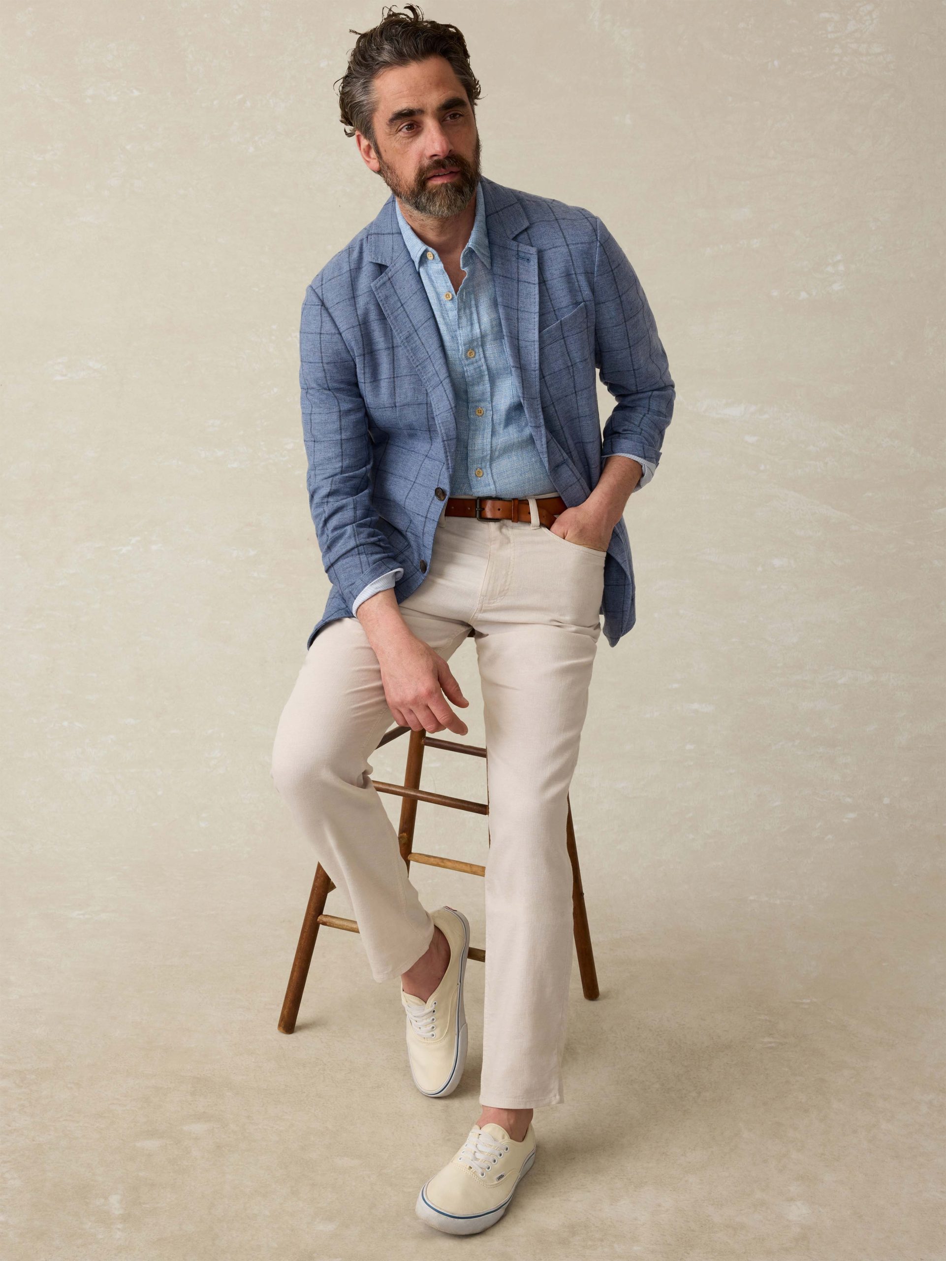 Movement? Linen Blazer - Storm Cape Windowpane - Image 5