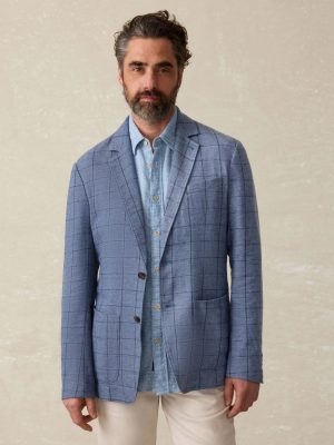 Movement? Linen Blazer - Storm Cape Windowpane