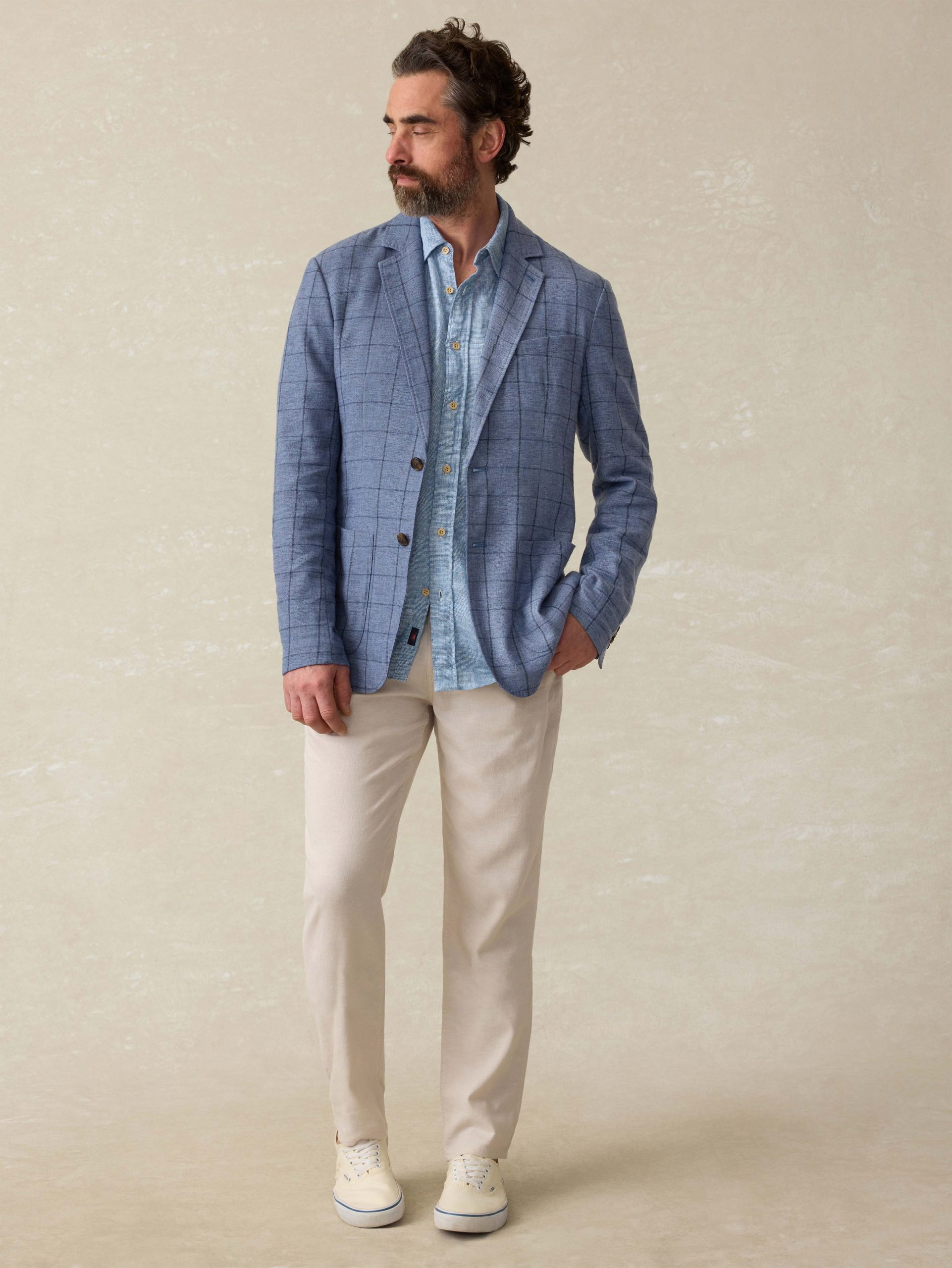 Movement? Linen Blazer - Storm Cape Windowpane - Image 3