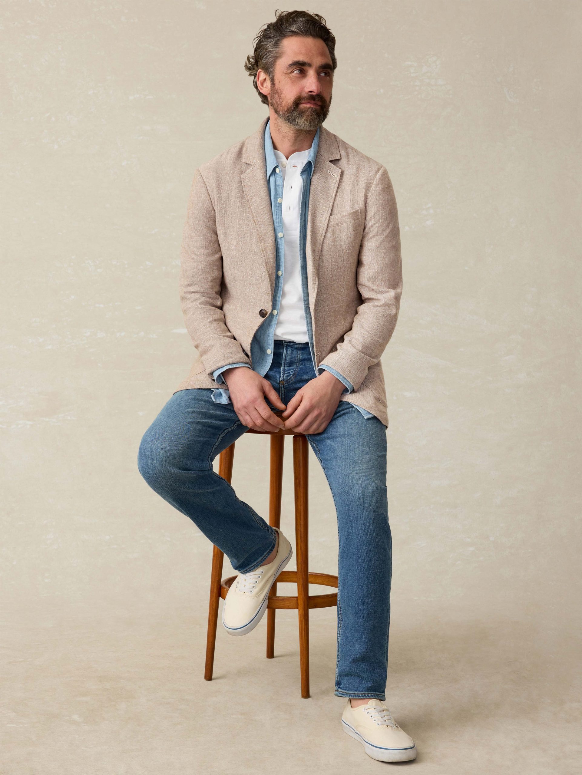 Movement? Linen Blazer - Wolf Sands Herringbone - Image 5