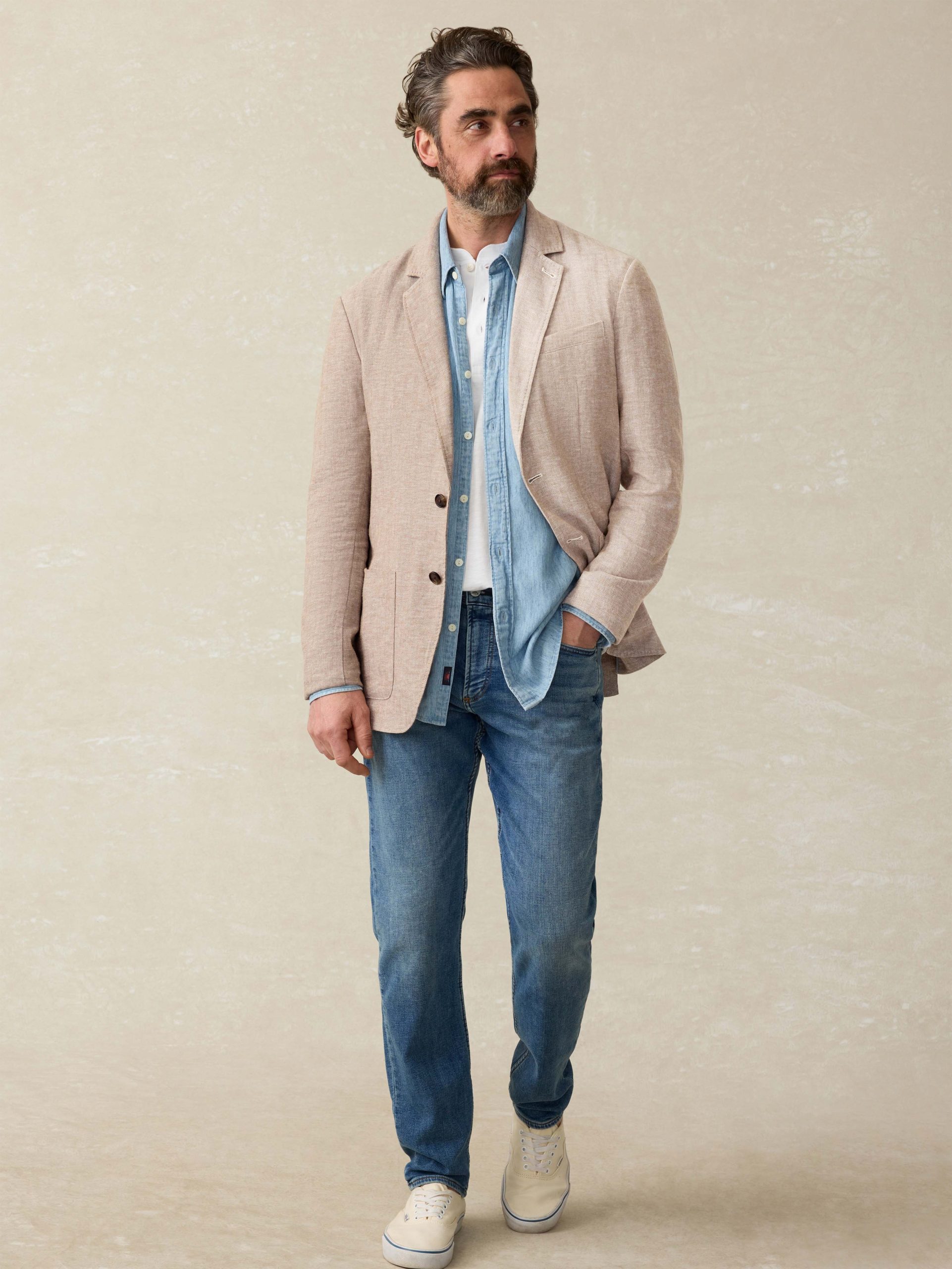Movement? Linen Blazer - Wolf Sands Herringbone - Image 3