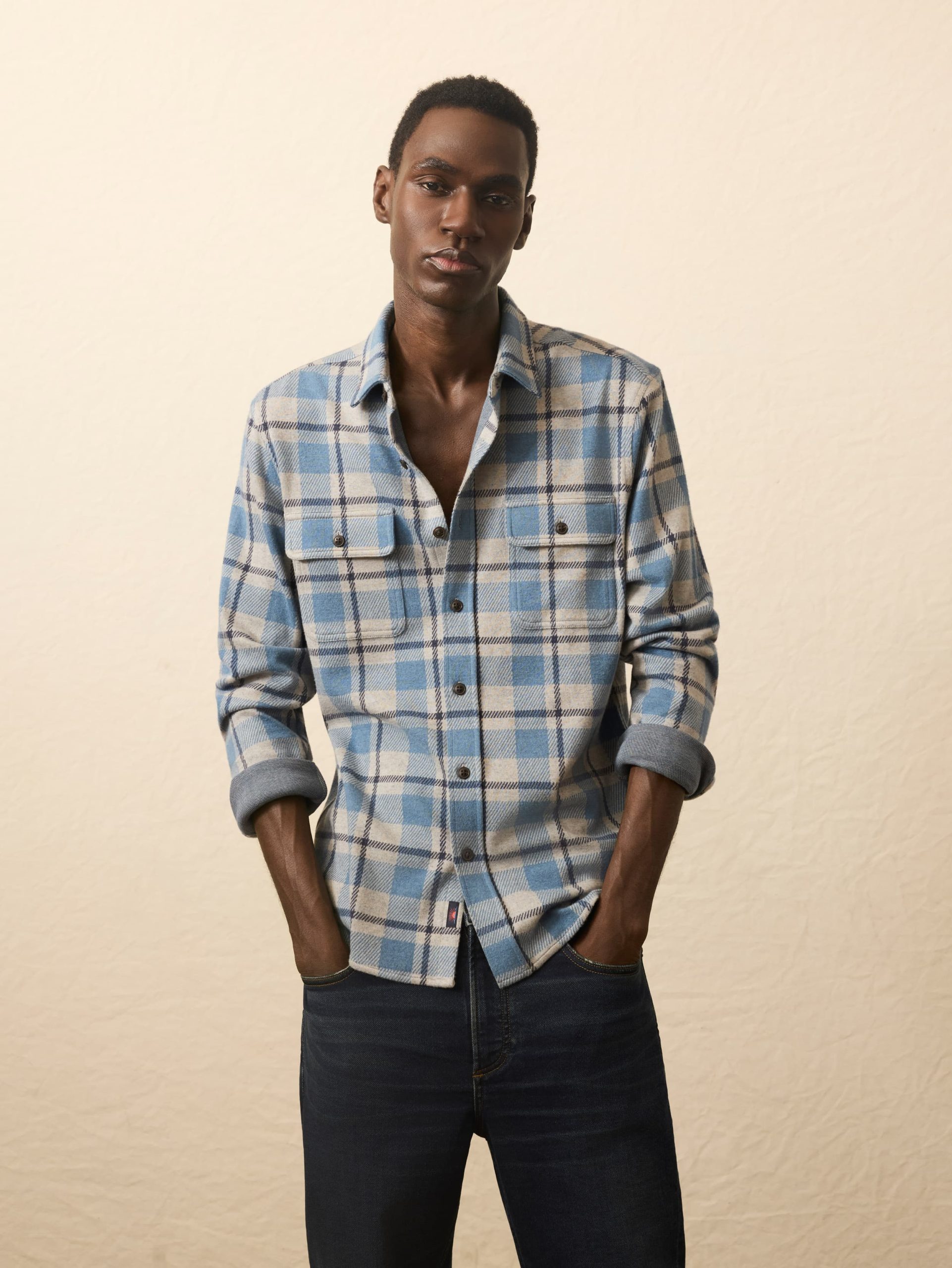 Legend? Sweater Shirt - Overcast Ocean Plaid