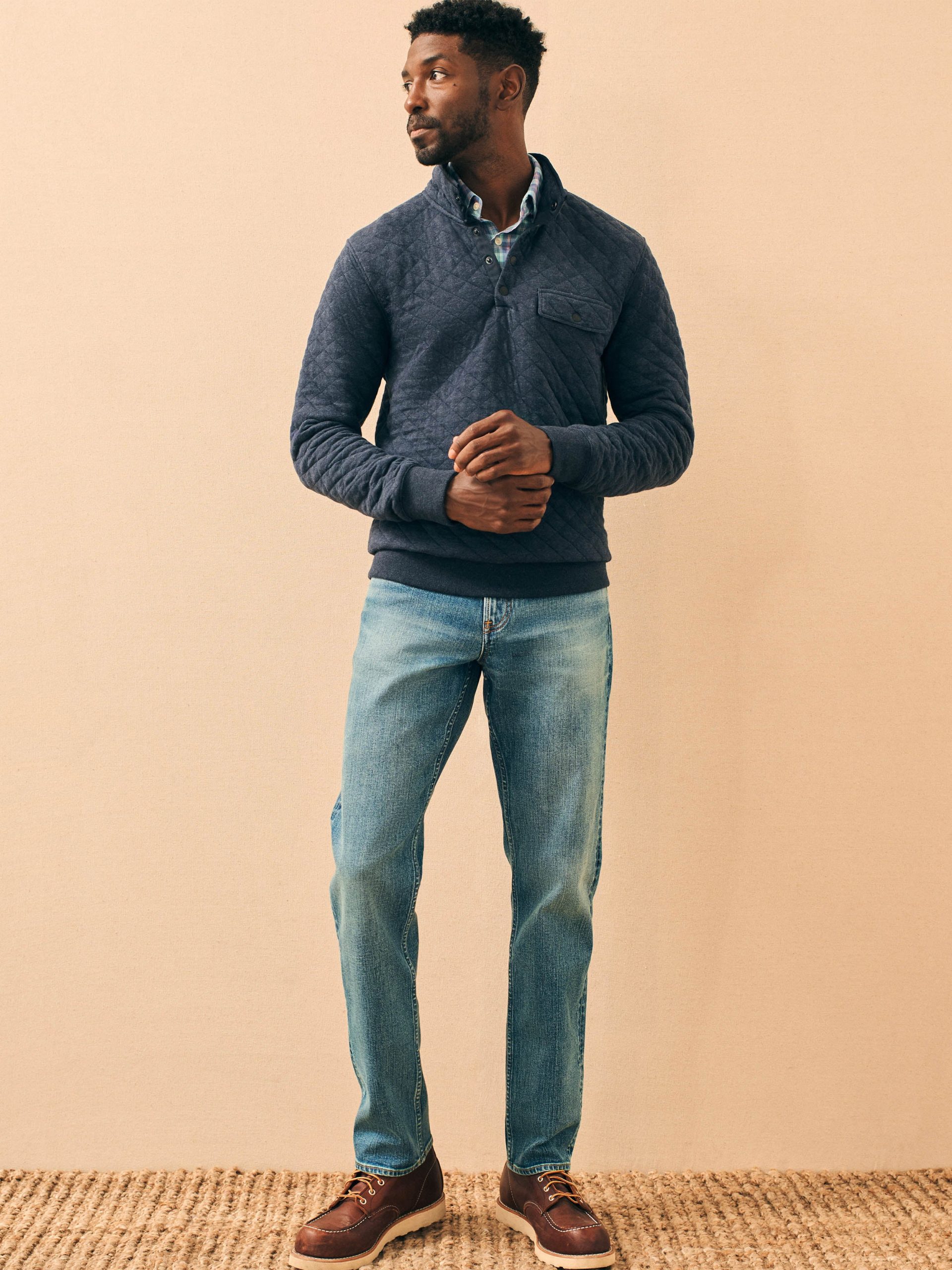 Epic Quilted Fleece Pullover - Navy Melange - Image 2