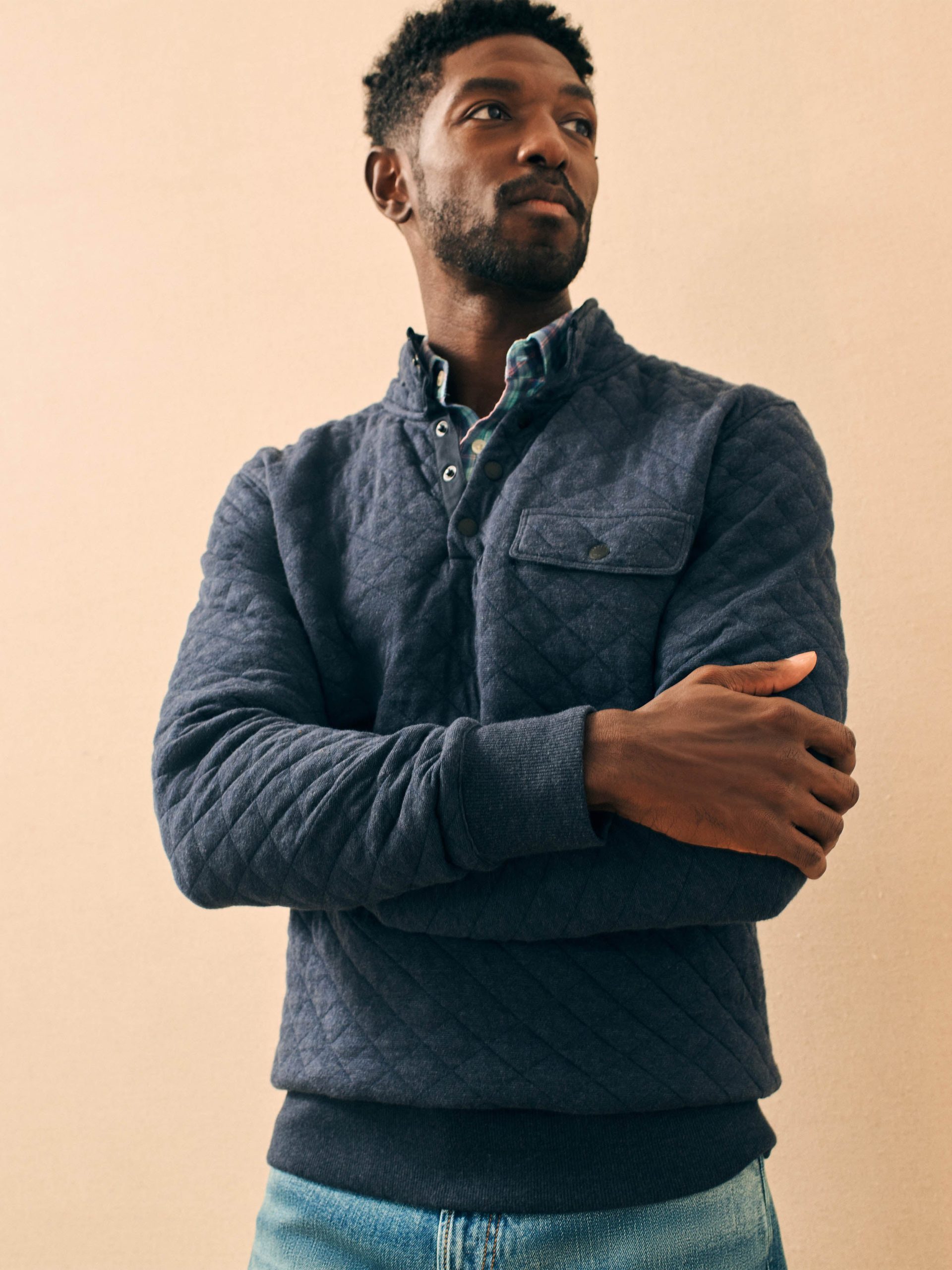 Epic Quilted Fleece Pullover - Navy Melange - Image 3
