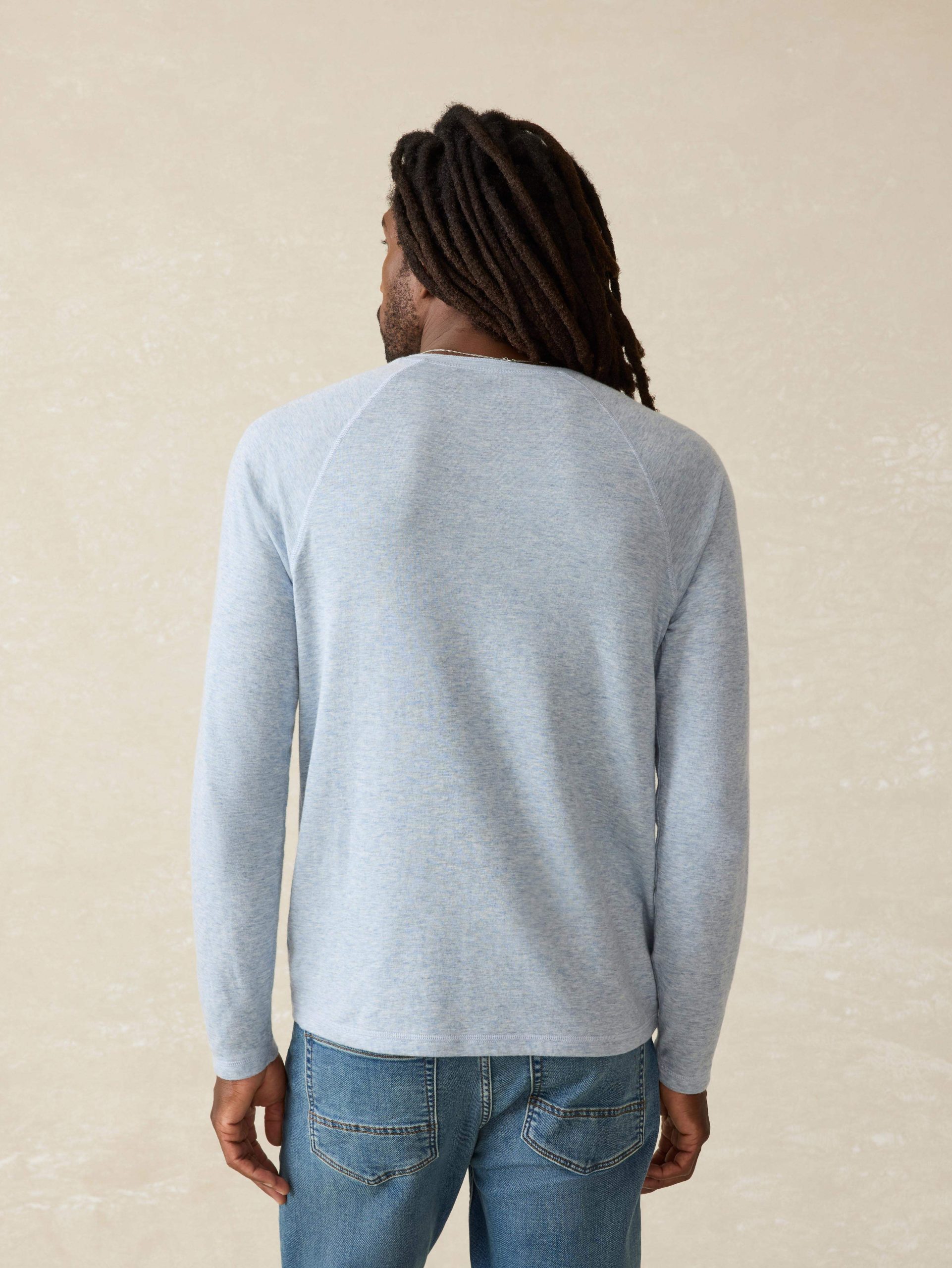 Long-Sleeve Cloud Henley - Light Blue Heather - Image 8