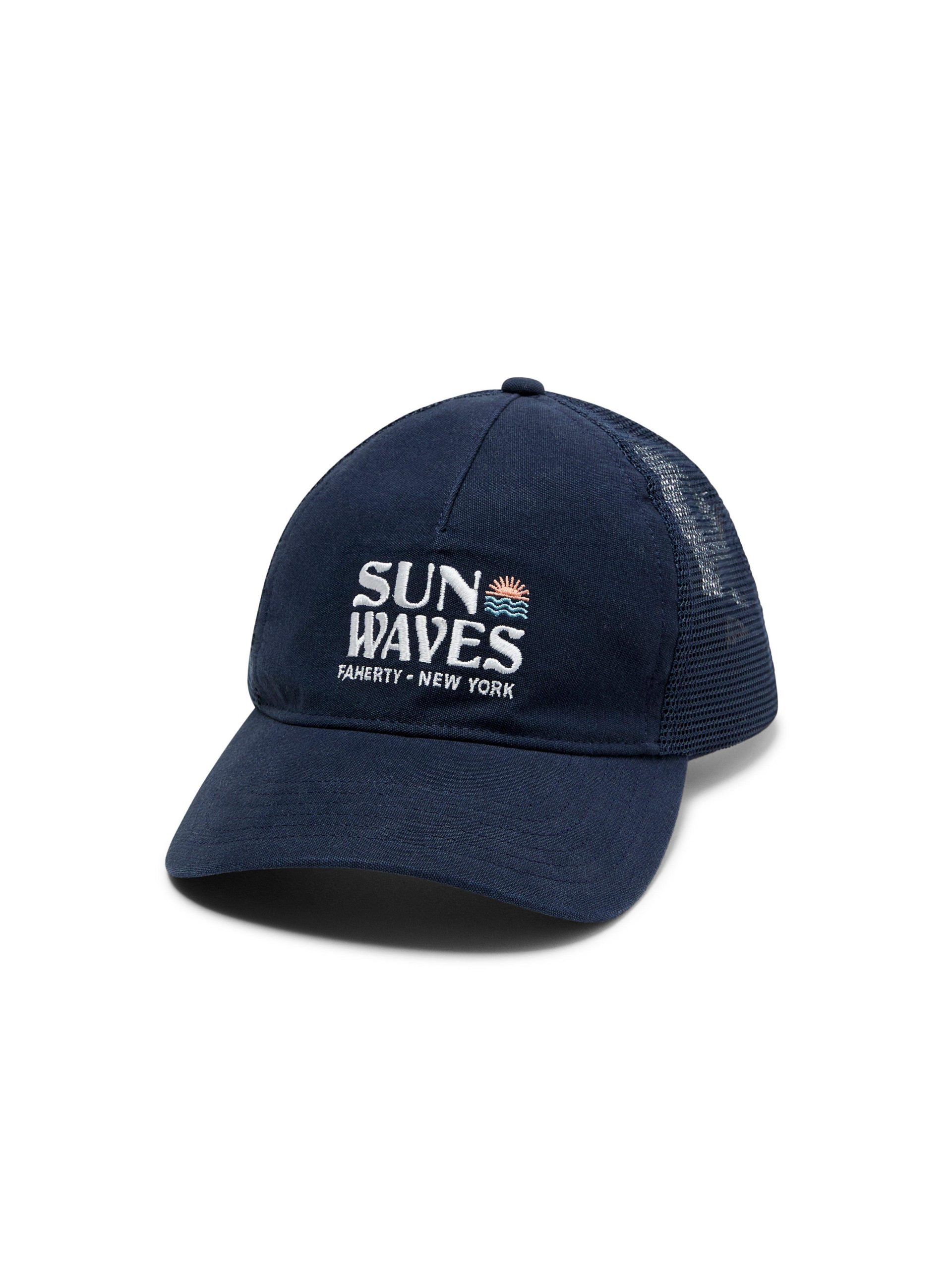 New York Retro Sun and Waves Trucker Hat- Navy