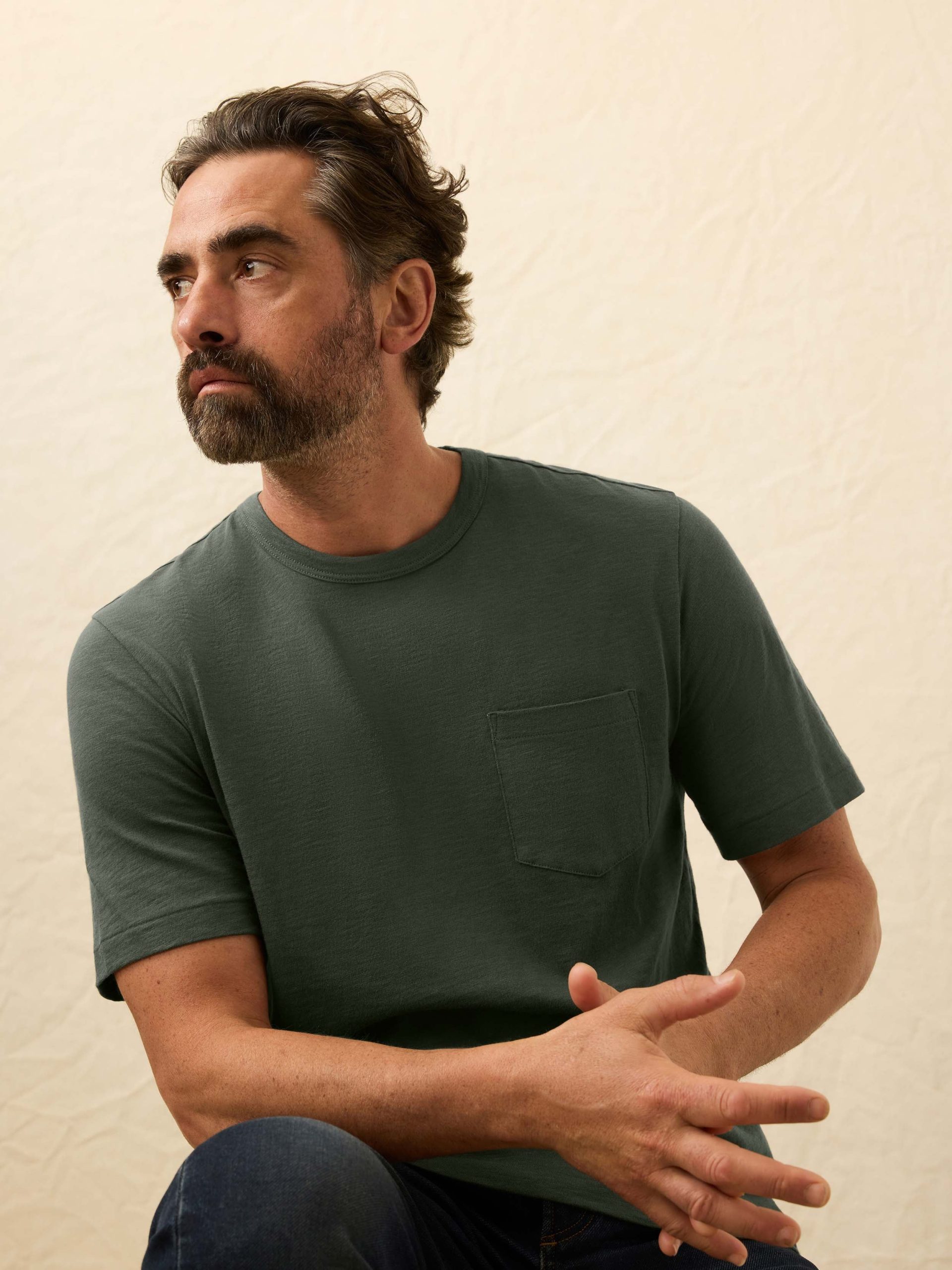 Sunwashed Regenerative Pocket Tee - Fall Evergreen - Image 2