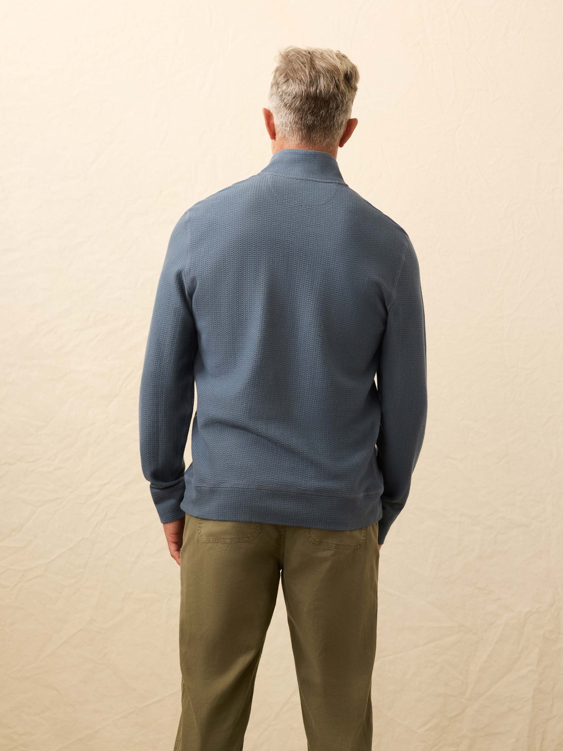 Textured Knit Quarter Zip - Breaker Blue - Image 3