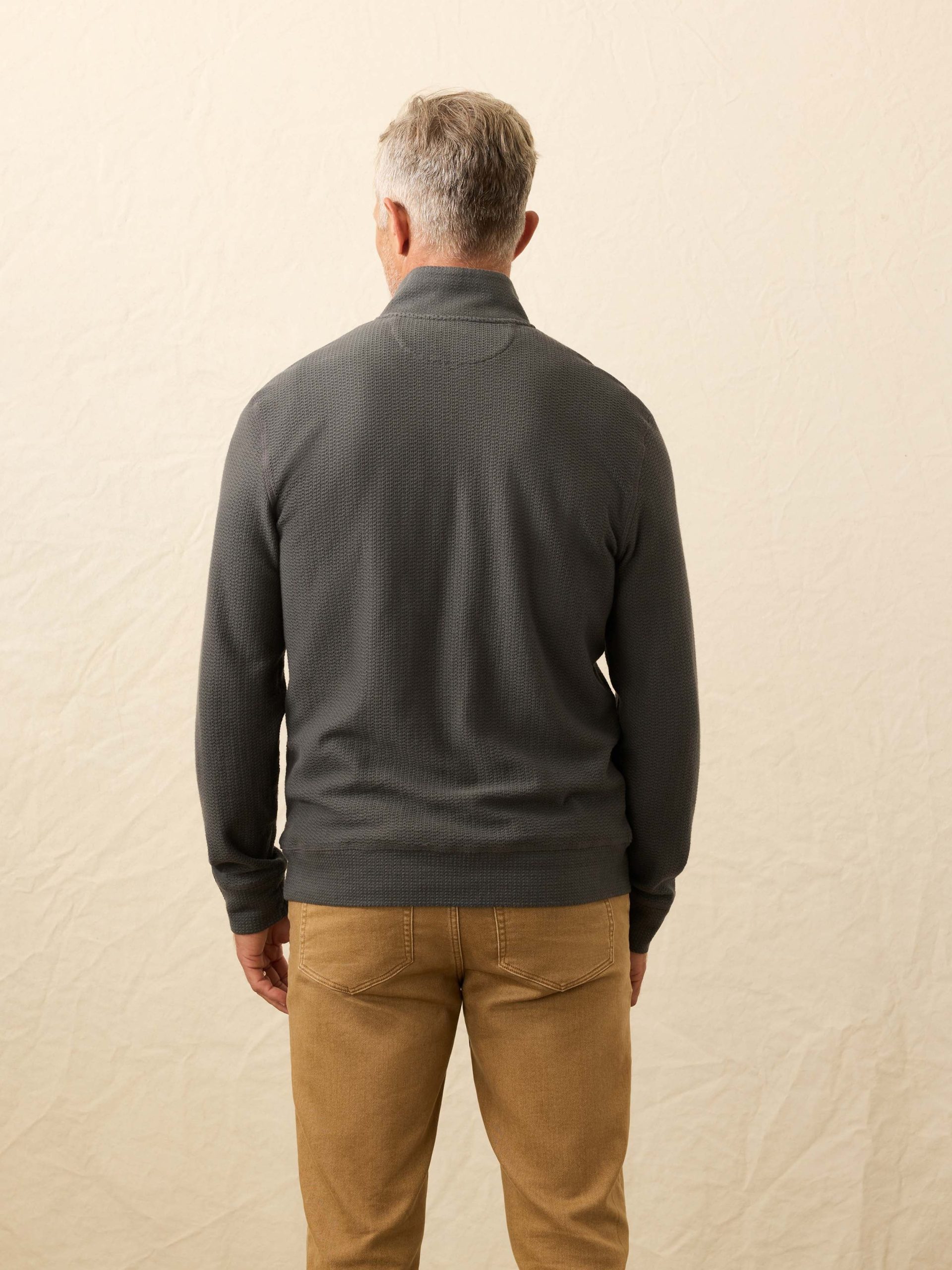 Textured Knit Quarter Zip - Mountain Coal - Image 3