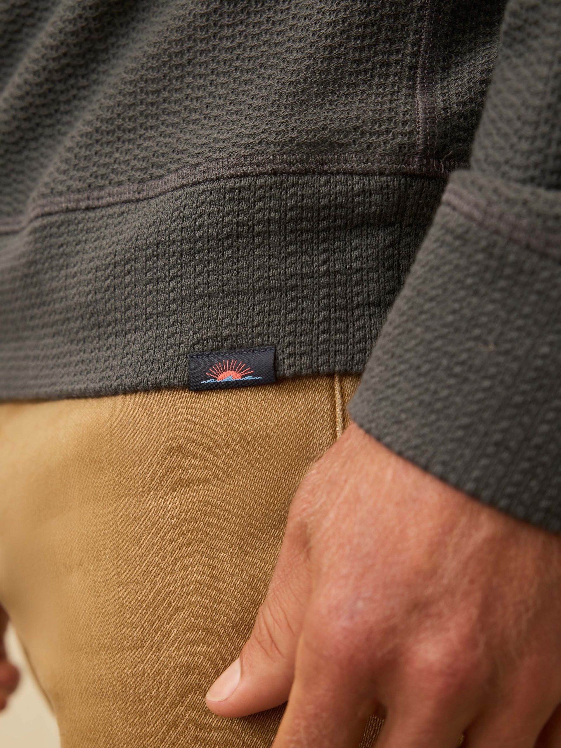 Textured Knit Quarter Zip - Mountain Coal - Image 5
