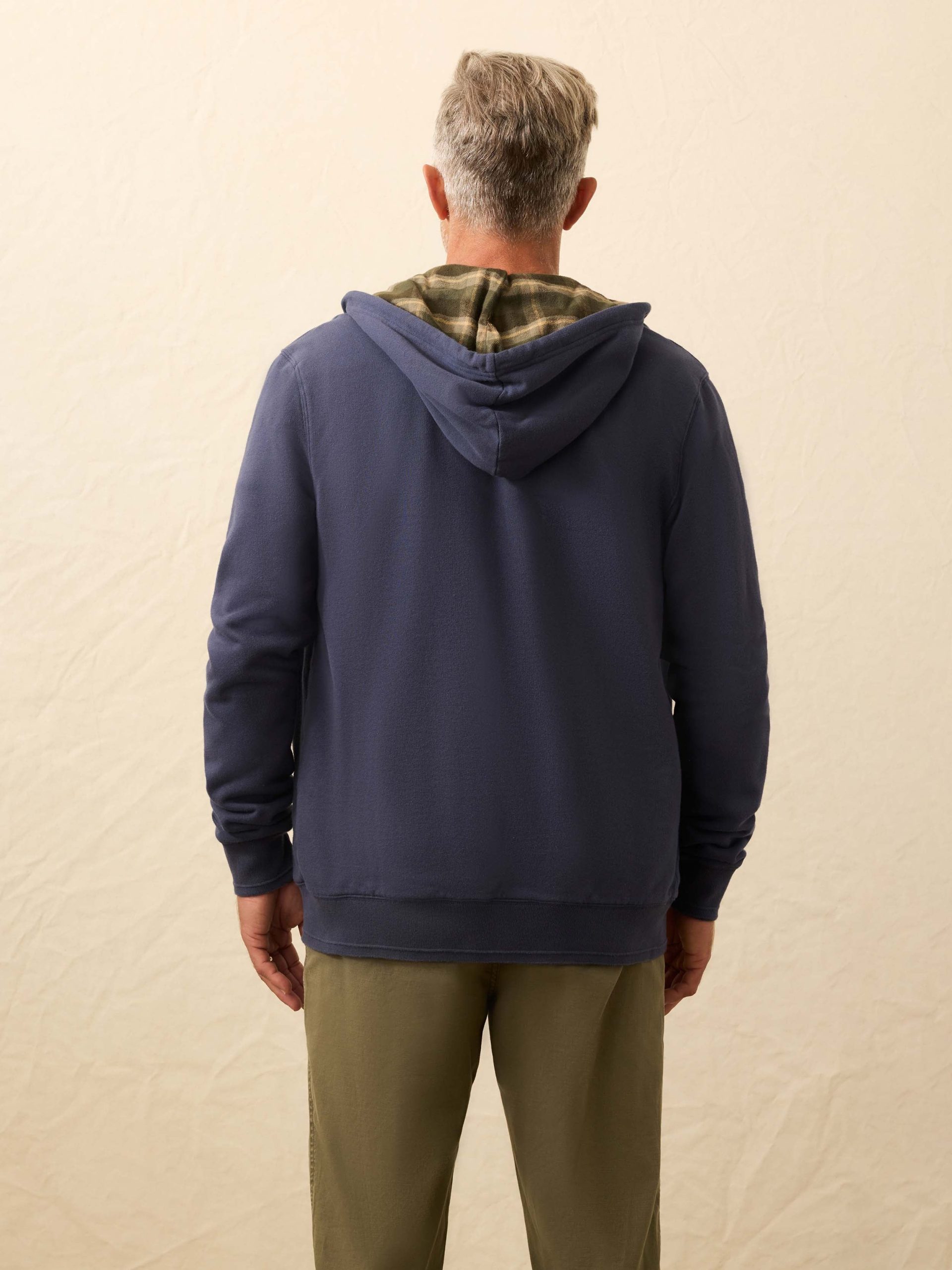 Flannel Lined Full Zip Hoodie - Dark Ocean - Image 4