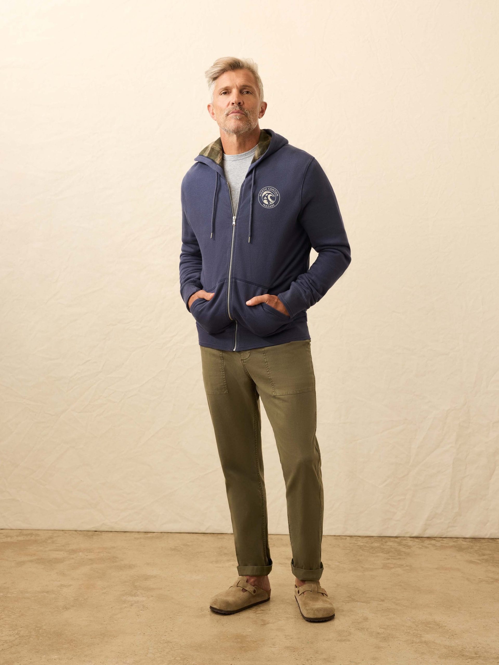 Flannel Lined Full Zip Hoodie - Dark Ocean - Image 2
