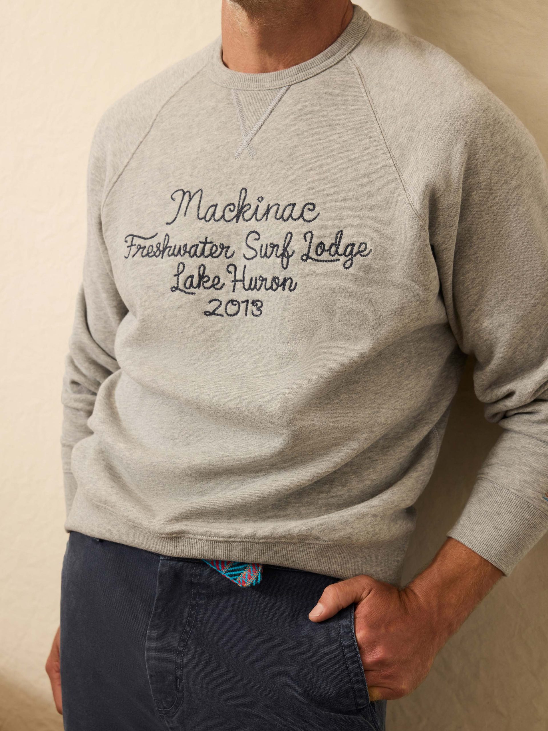 High Standard Fleece Graphic Crew - Silver Ash Heather - Image 2