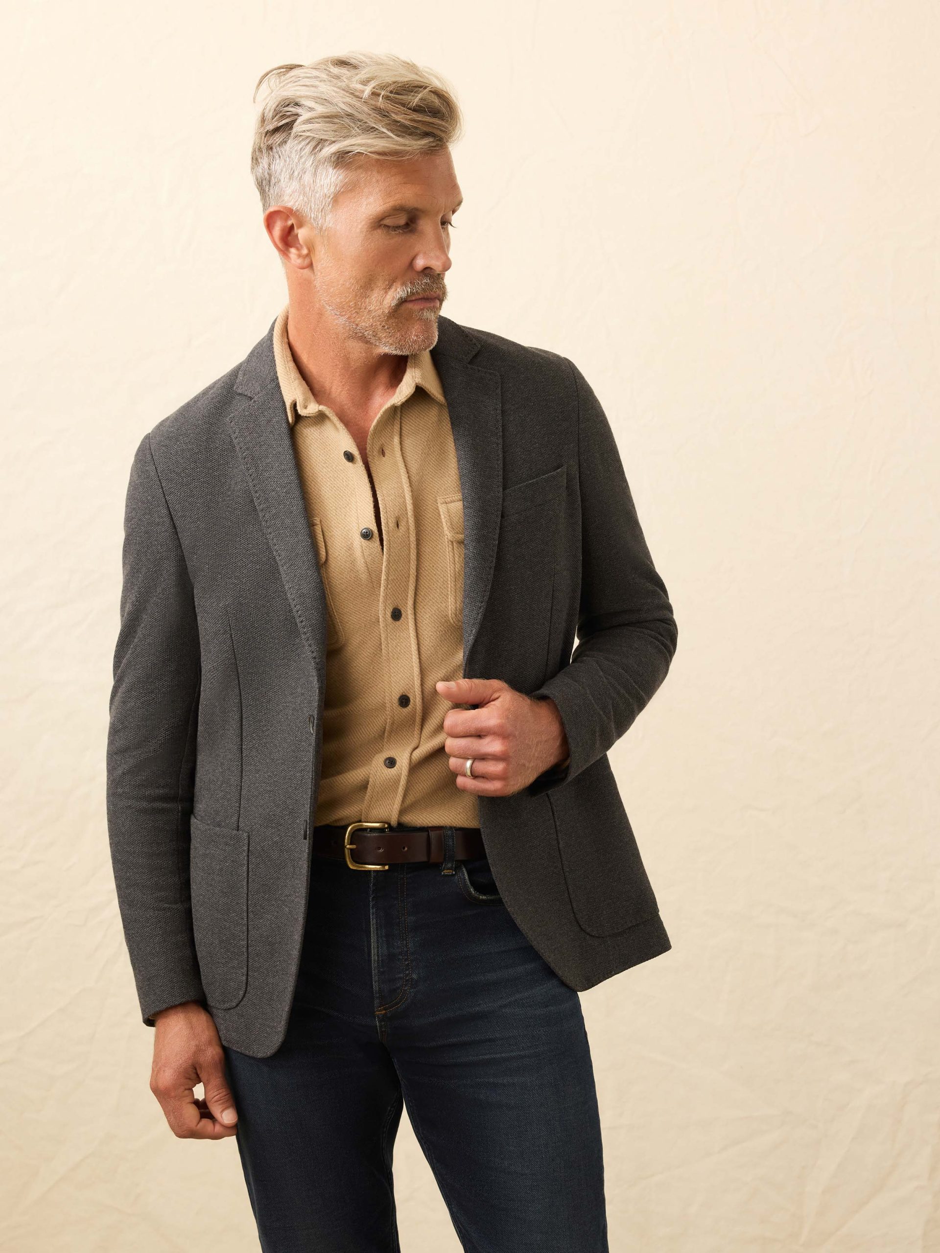 Portugal Knit Blazer - Charcoal Cliff