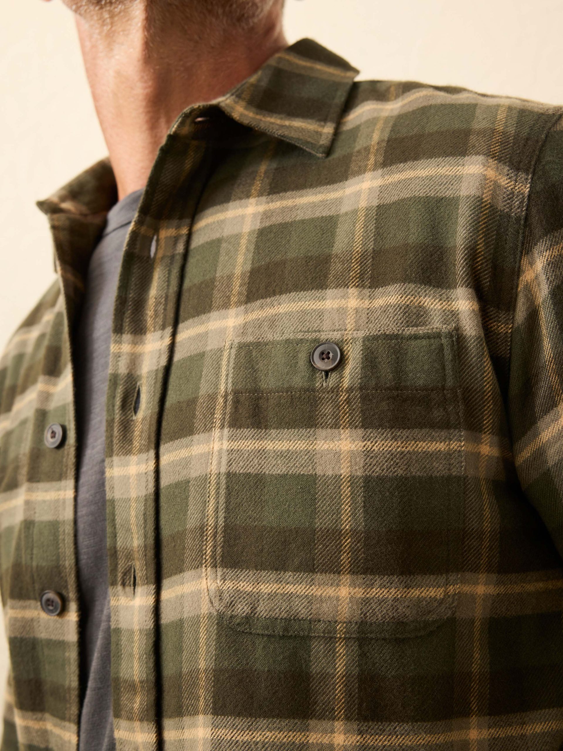 Heirloom Portuguese Flannel Shirt - Garrett Verde Plaid - Image 3