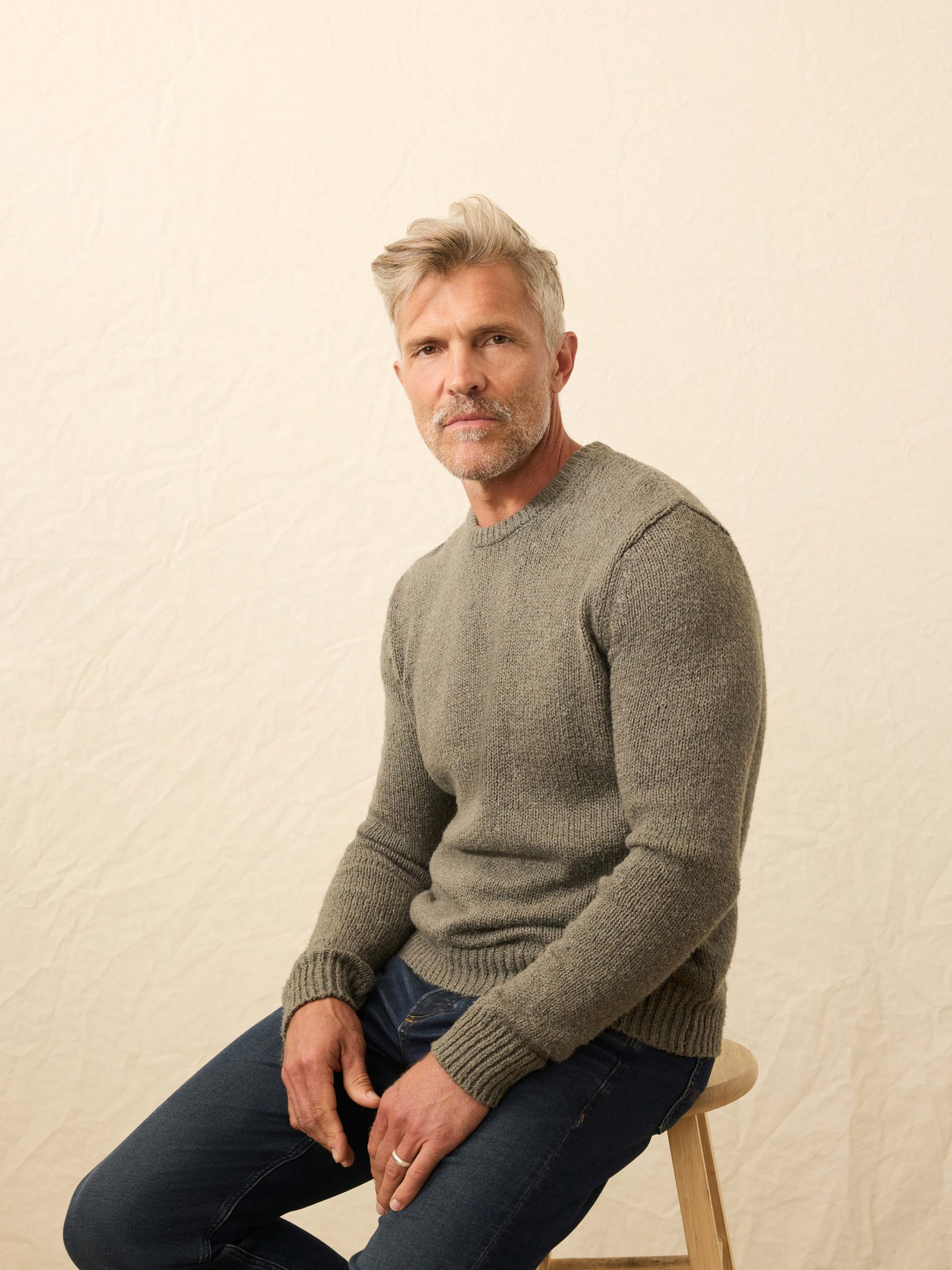 Heirloom Cotton Crewneck Sweater - Olive Cove - Image 4