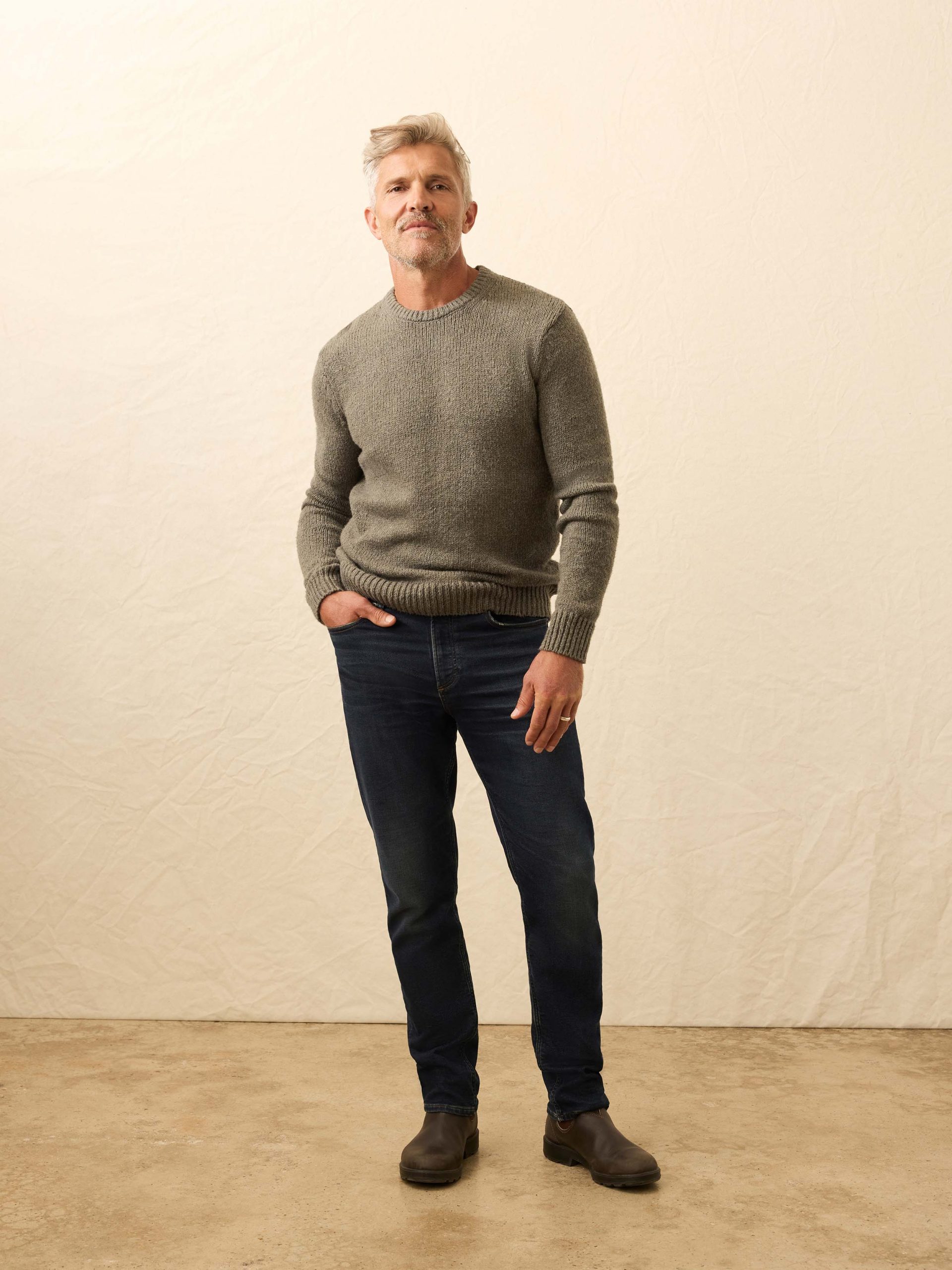 Heirloom Cotton Crewneck Sweater - Olive Cove - Image 3