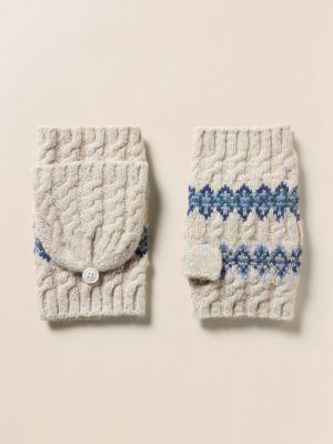 Highland Fairisle Pop Top Mitten - Snow