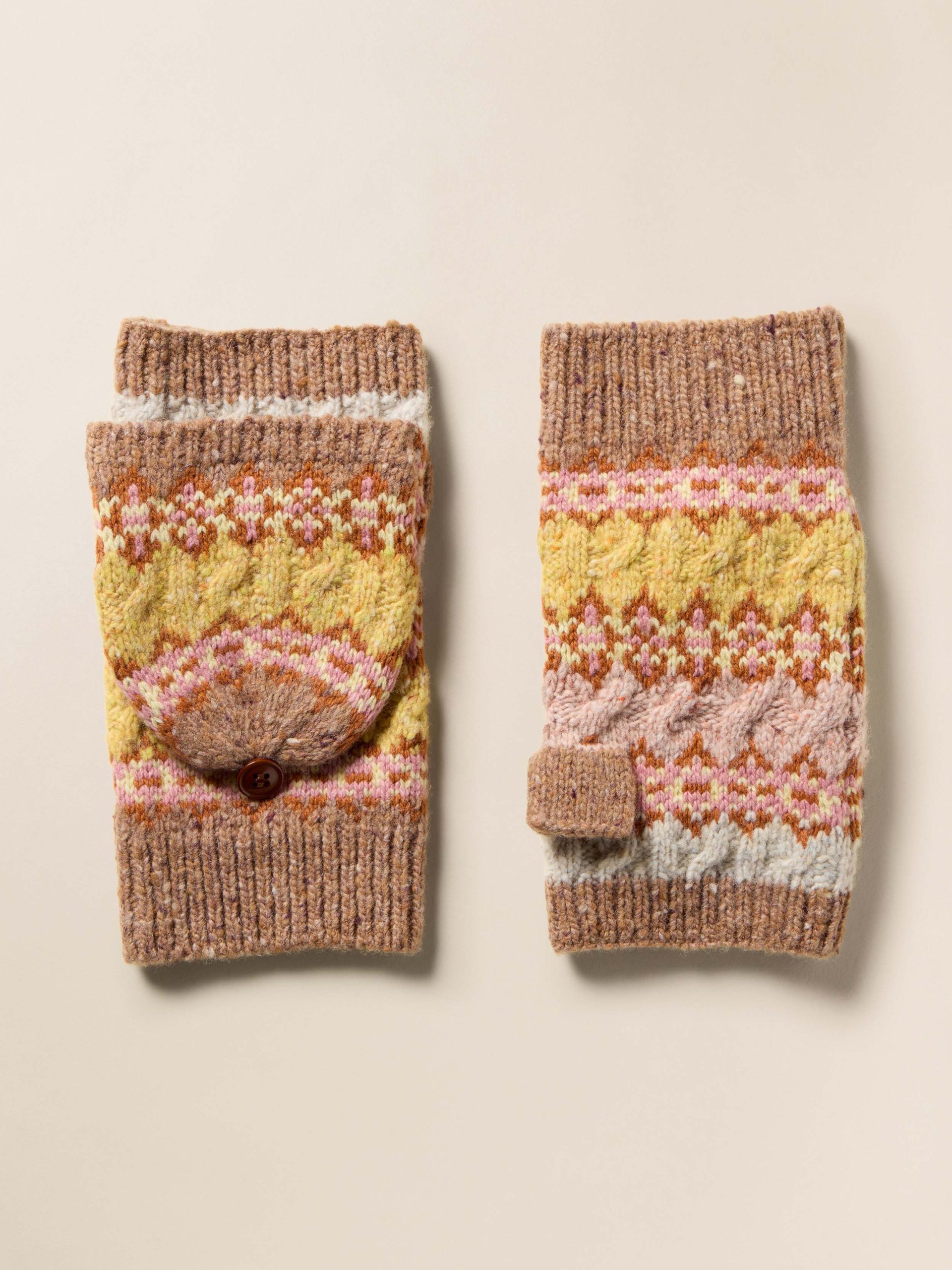 Highland Fairisle Pop Top Mitten - Haze