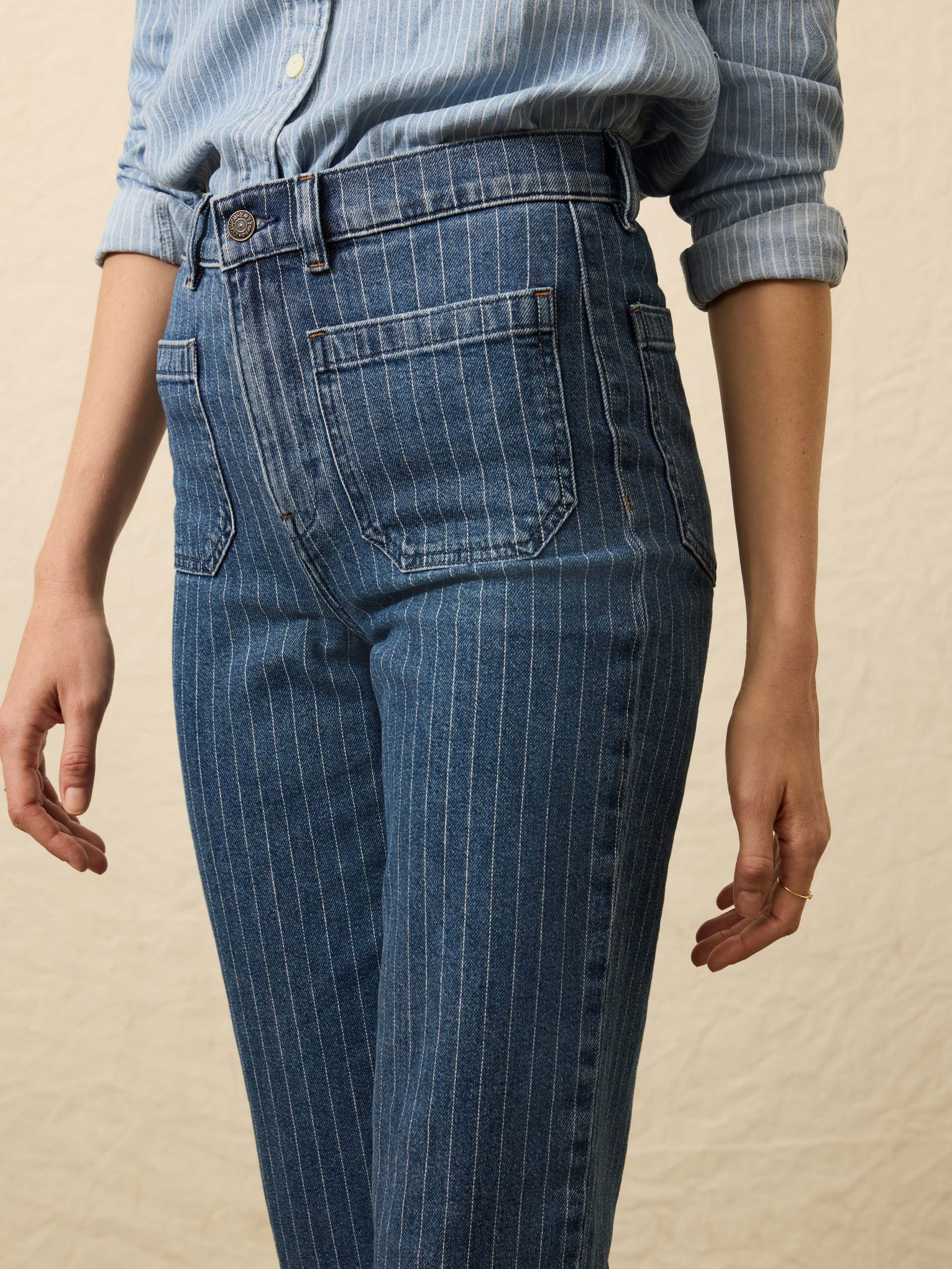 Sunwashed Denim Patch Pocket Pant - Dusk Stripe Wash - Image 5