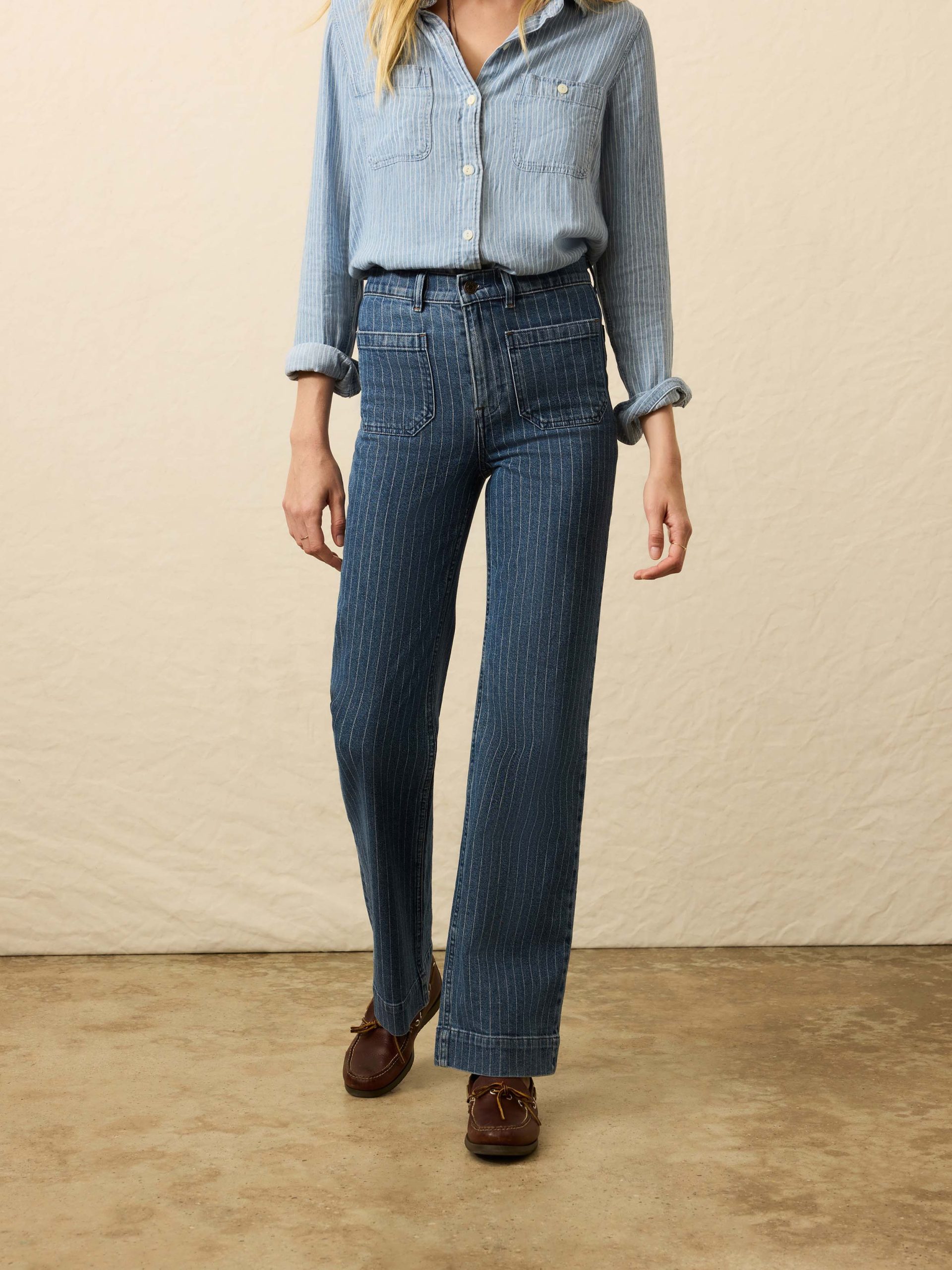 Sunwashed Denim Patch Pocket Pant - Dusk Stripe Wash - Image 3