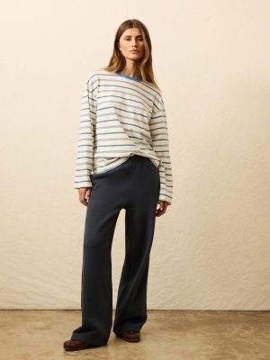 High Standard Fleece Wide Leg Sweatpant - Blue Nights