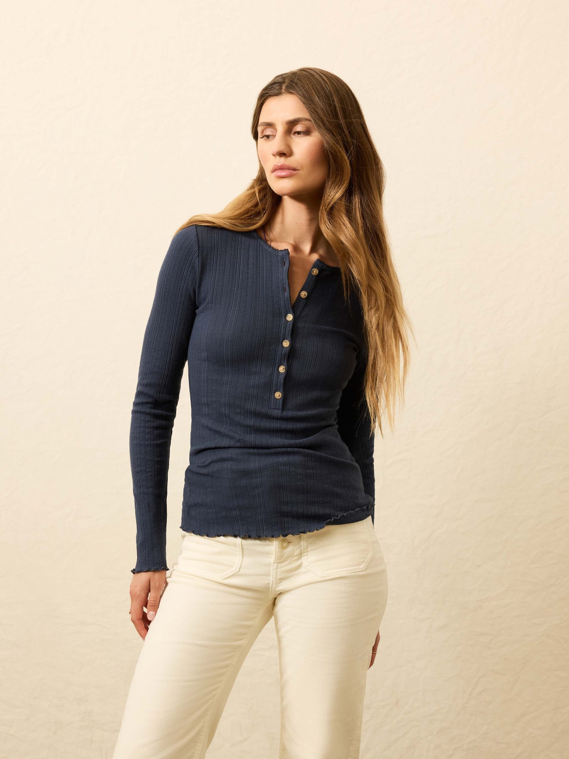 Paradise Pointelle Henley - Blue Nights - Image 5