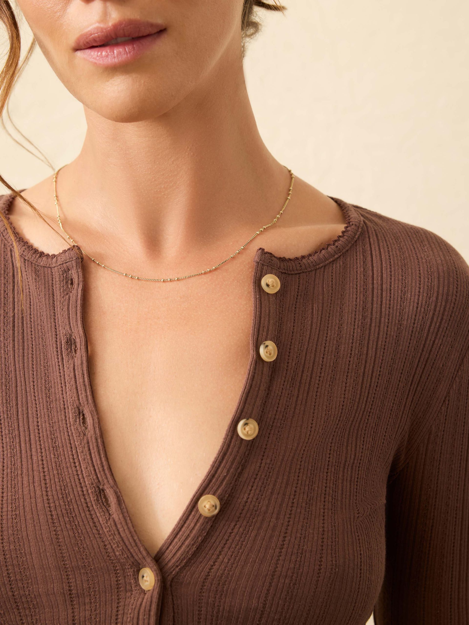 Paradise Pointelle Henley - Chocolate Brown - Image 2