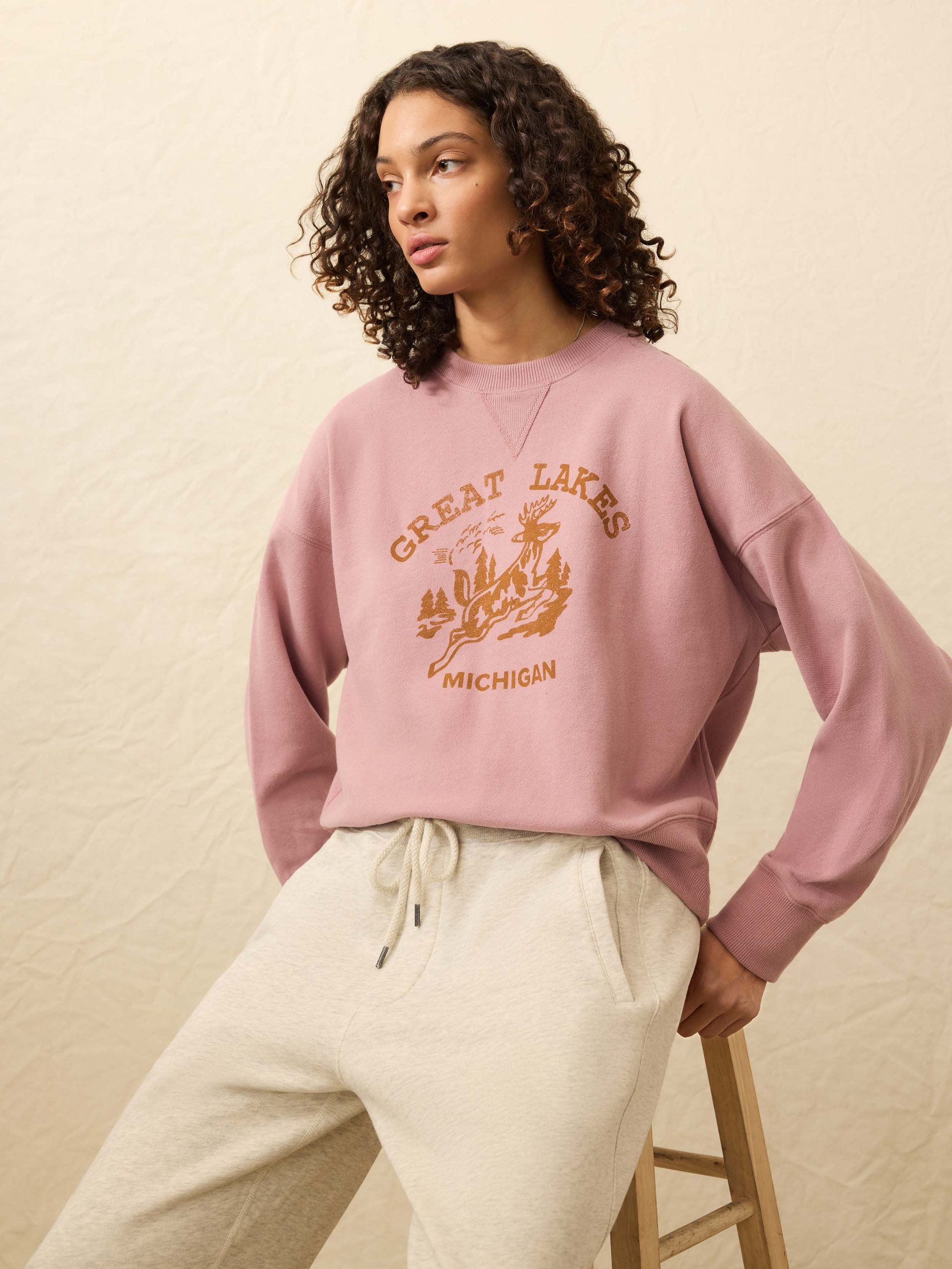 High Standard Fleece Vintage Crew - Nostalgia Rose