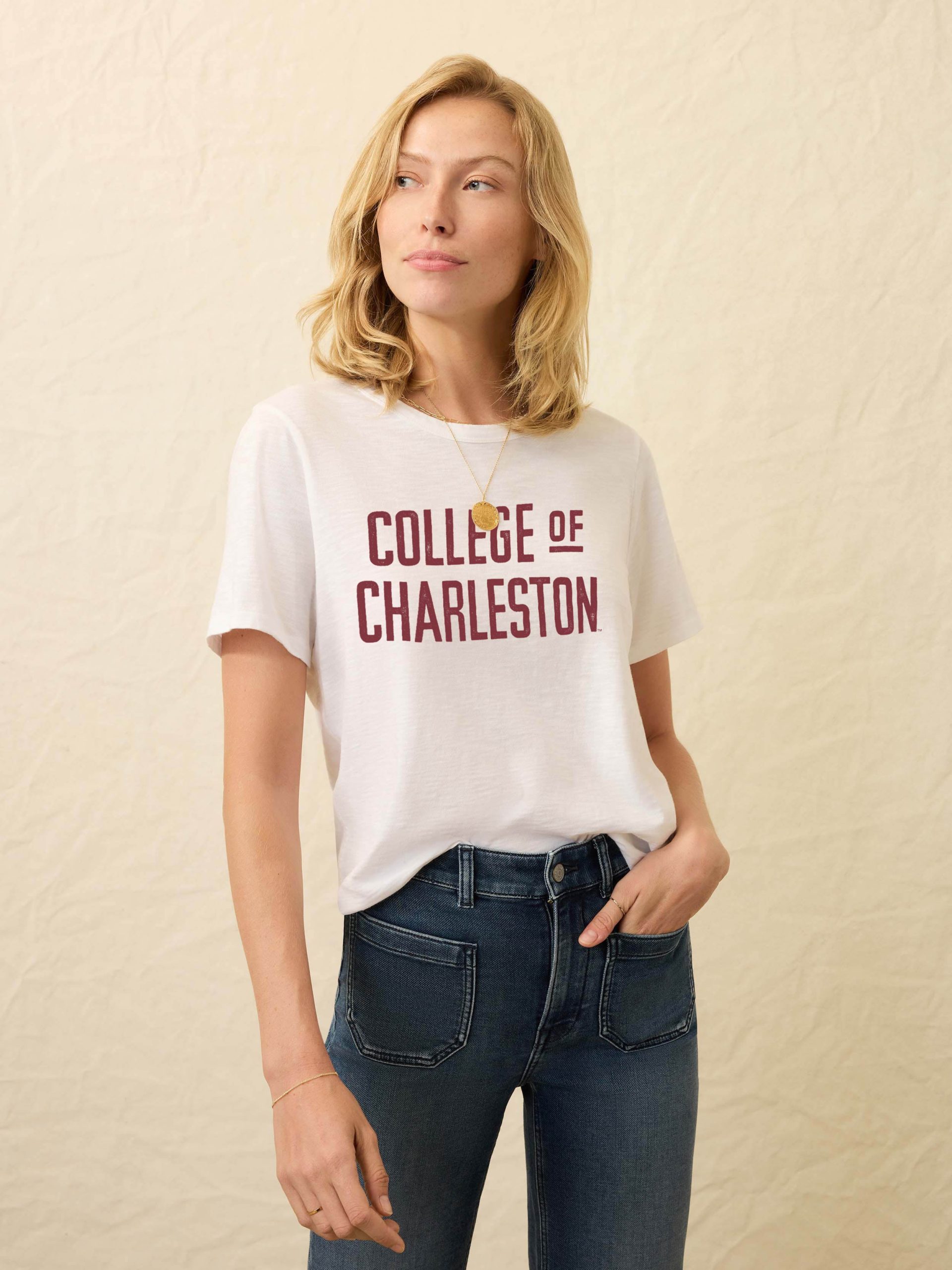 College of Charleston Sunwashed Essential Tee - White - Image 2