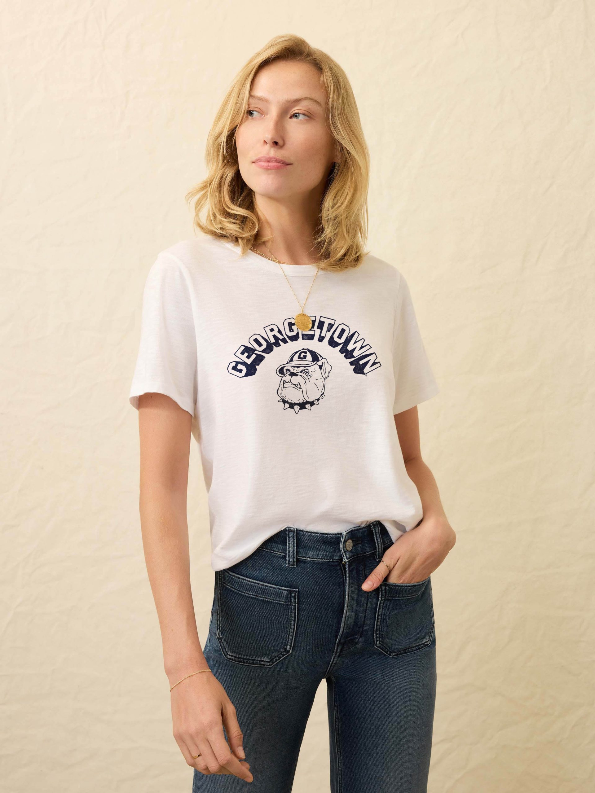 Georgetown Sunwashed Essential Tee - White - Image 2