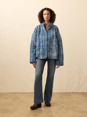 Indigo Quilted Patchwork Jacket - Akola Blockprint