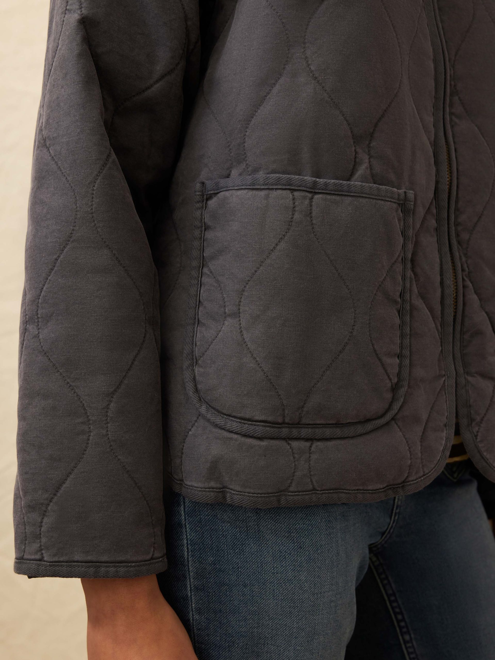 Sunwashed Quilted Jacket - Washed Charcoal - Image 2