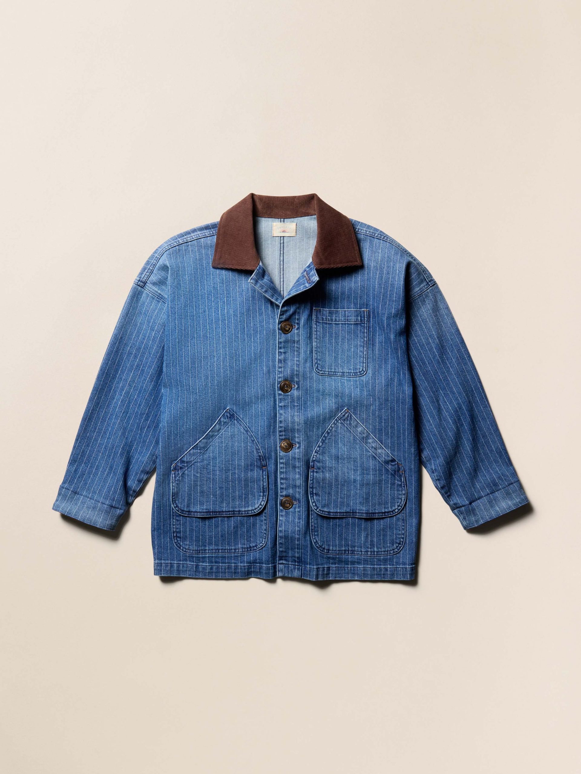 Sunwashed Denim Barn Jacket - Dusk Stripe Wash - Image 6