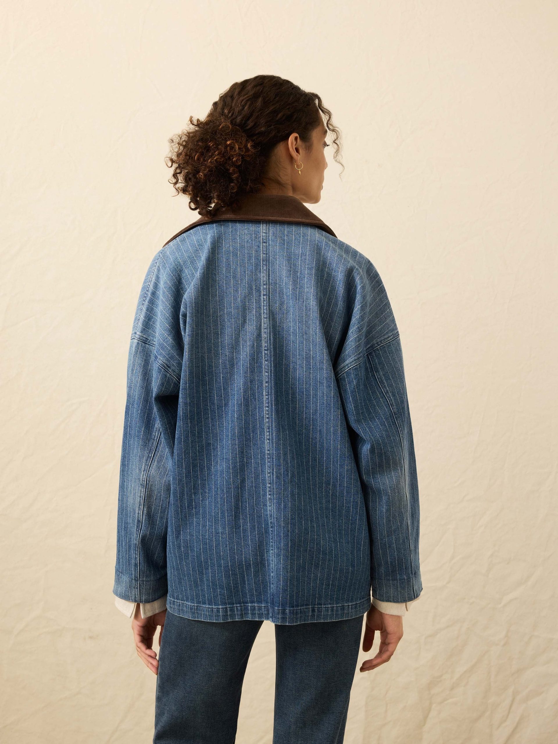 Sunwashed Denim Barn Jacket - Dusk Stripe Wash - Image 4
