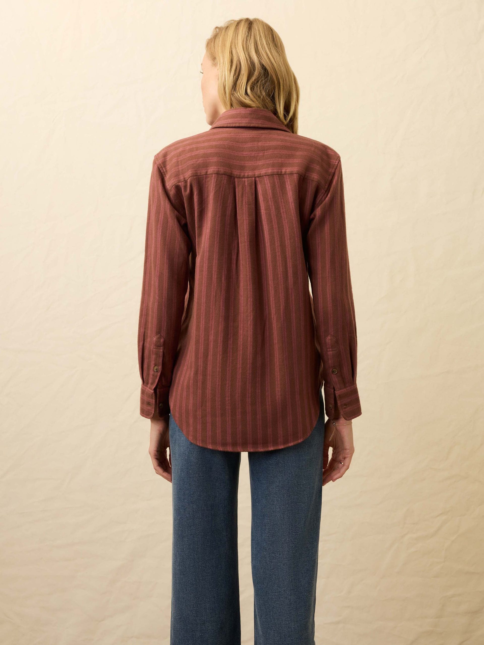 Heirloom Portuguese Flannel Relaxed Shirt - Cliff Walk Stripe - Image 5