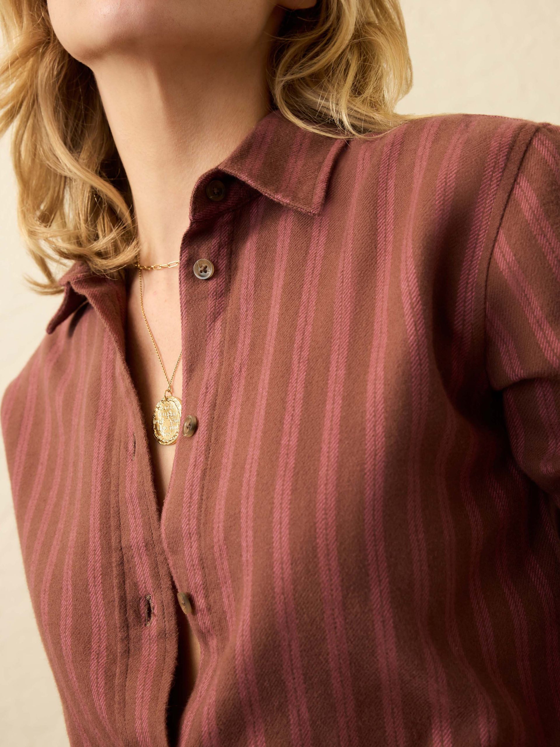 Heirloom Portuguese Flannel Relaxed Shirt - Cliff Walk Stripe - Image 2