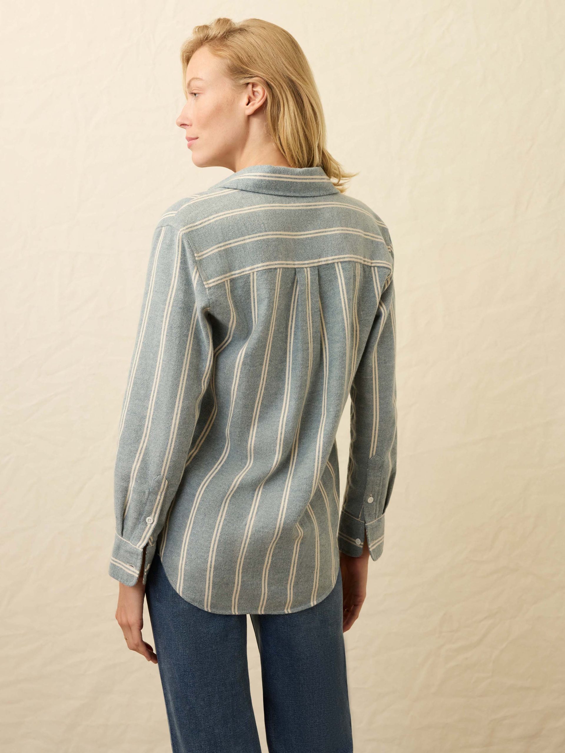 Heirloom Portuguese Flannel Relaxed Shirt - Blue Cove Stripe - Image 5