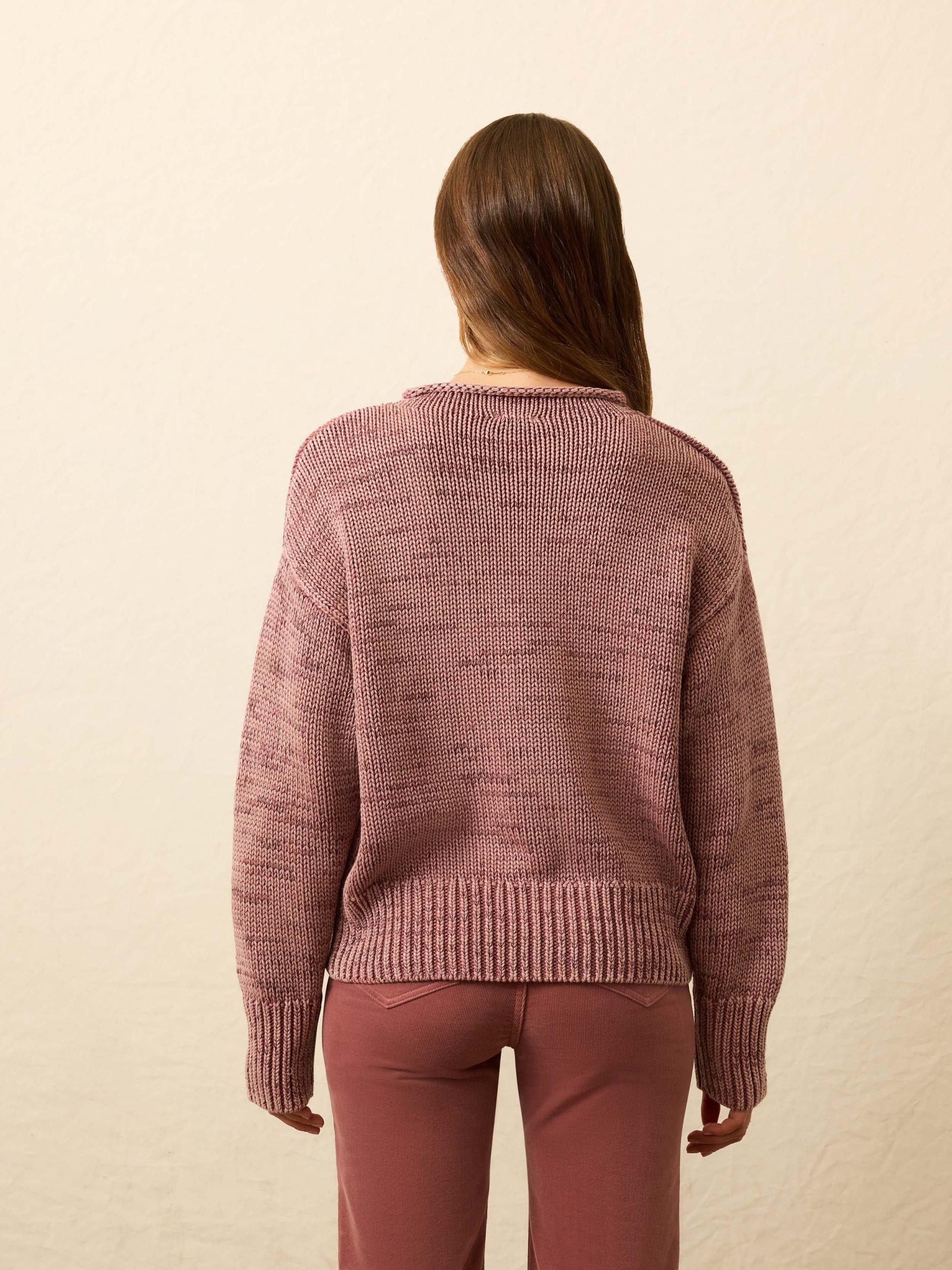 Sunwashed Cotton Roll Neck Sweater - Nostalgia Rose - Image 4