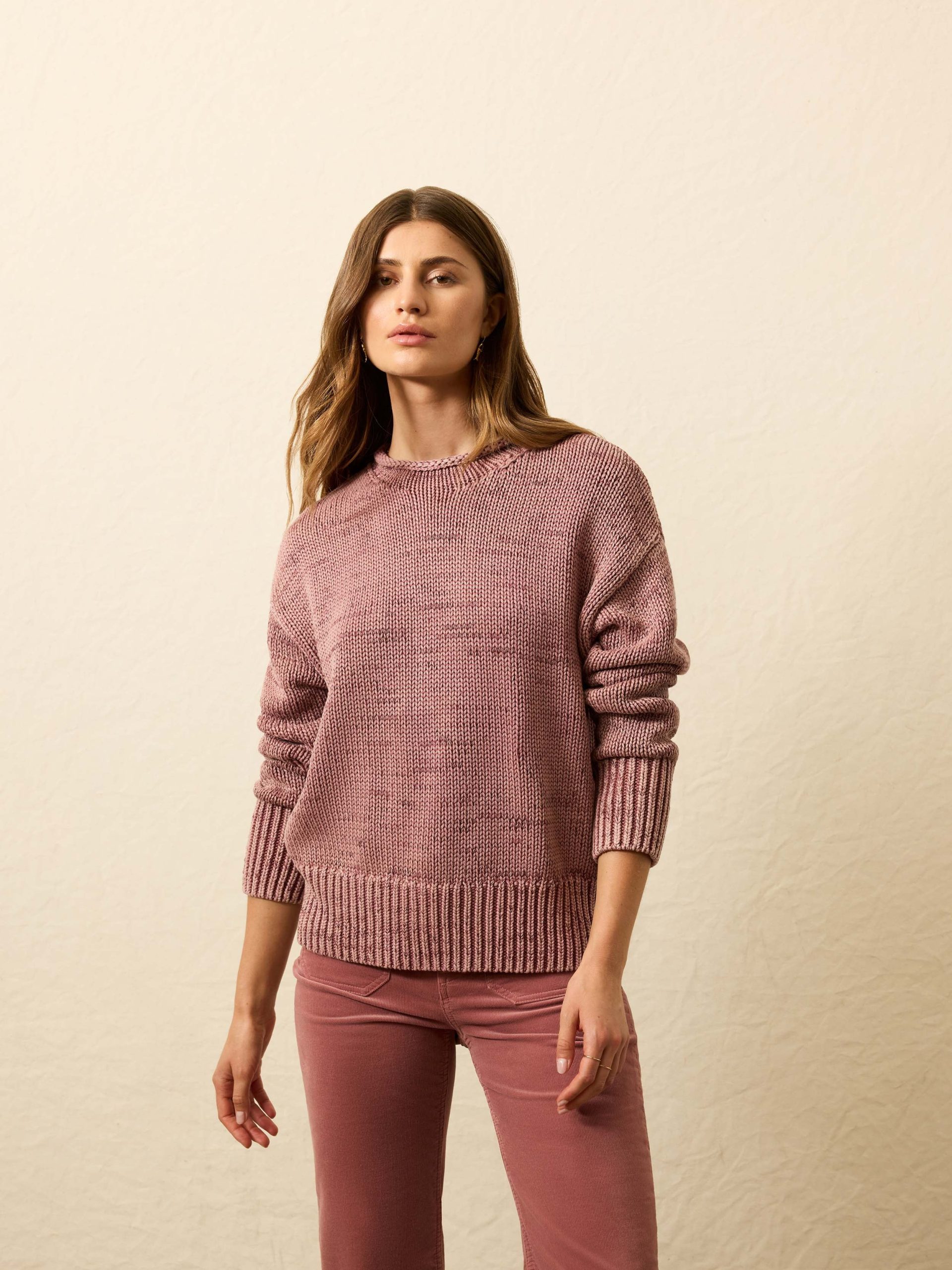 Sunwashed Cotton Roll Neck Sweater - Nostalgia Rose - Image 3