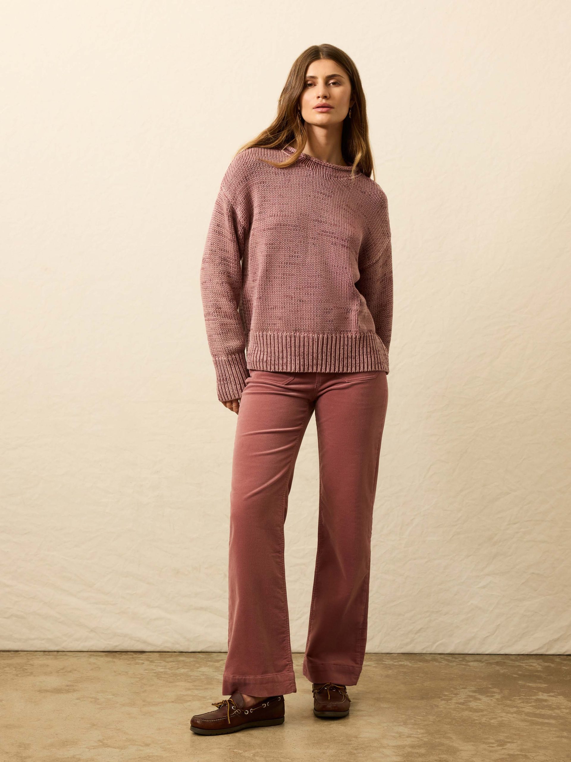 Sunwashed Cotton Roll Neck Sweater - Nostalgia Rose - Image 5