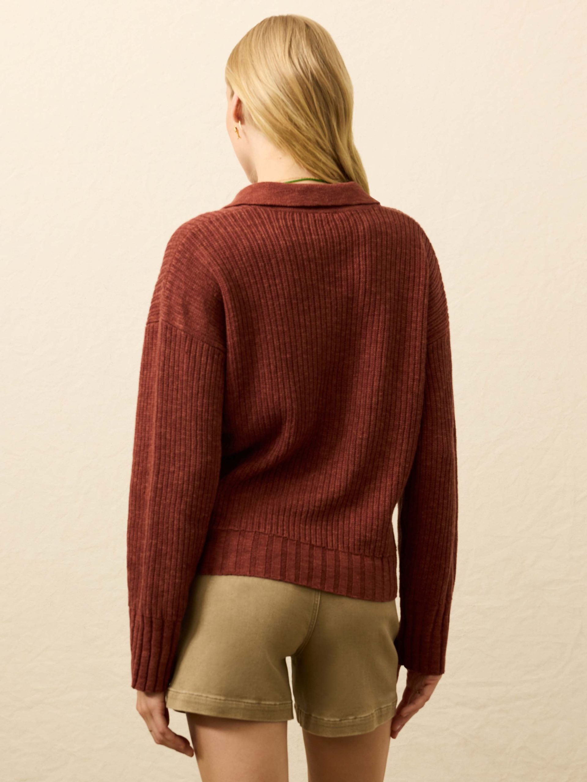 Miramar Linen Relaxed Polo - Smoked Paprika - Image 3