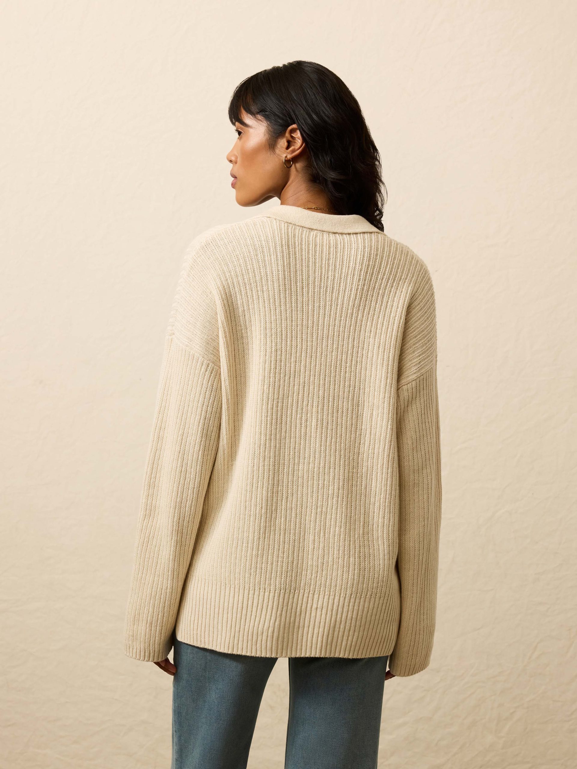 Miramar Linen Relaxed Polo Sweater - Summer Sand - Image 5