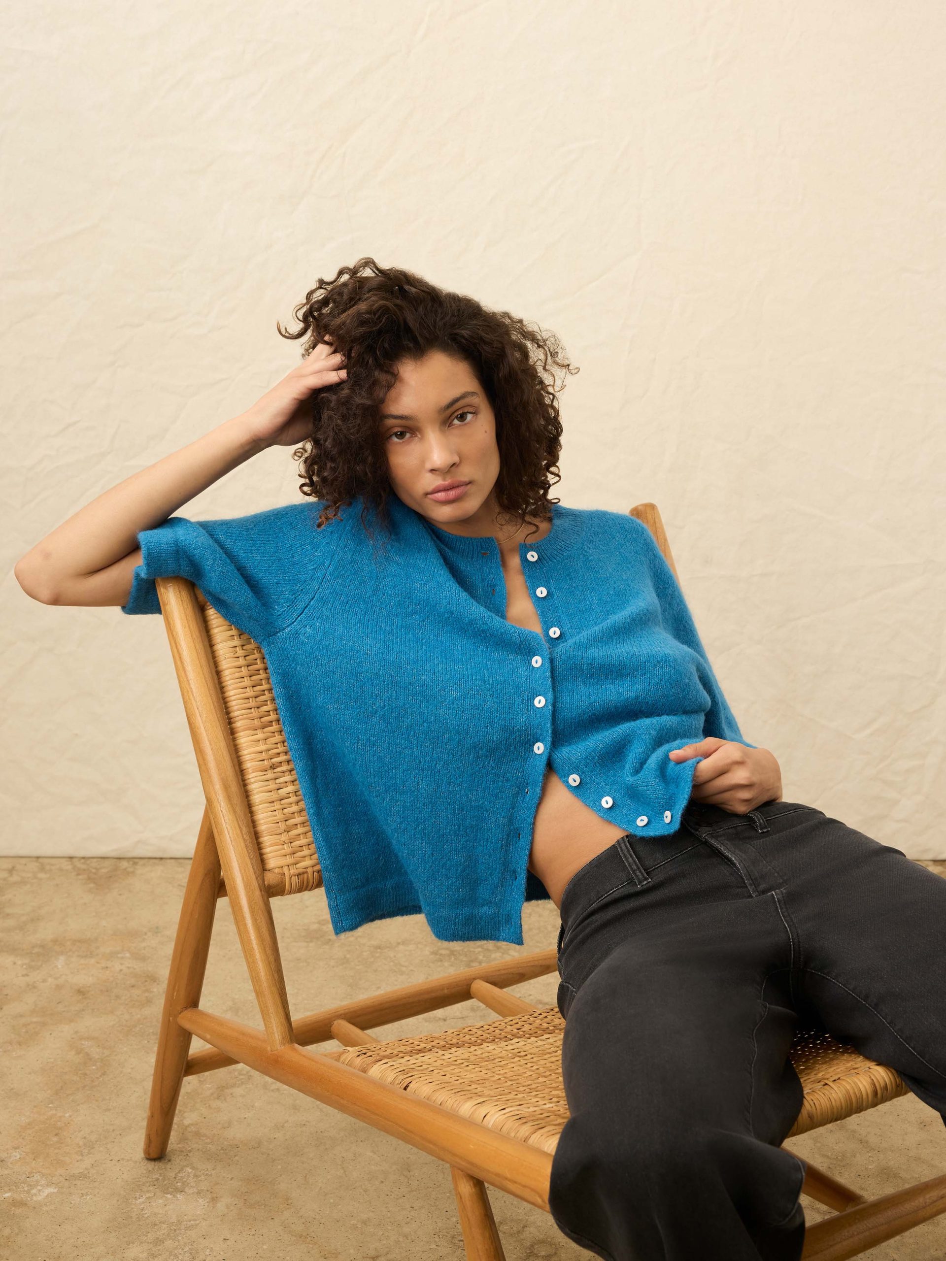 Apr??s Alpaca Cardigan - Blue Lights