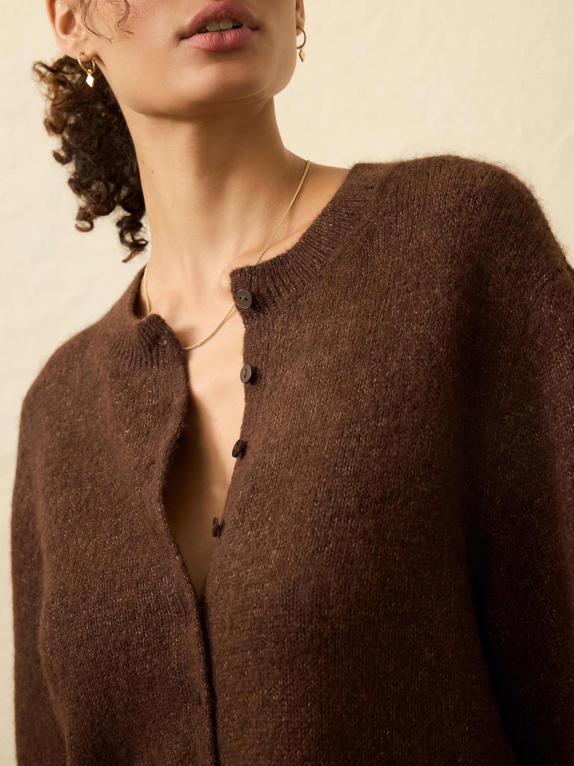 Apr??s Alpaca Cardigan - Walnut Brown - Image 2