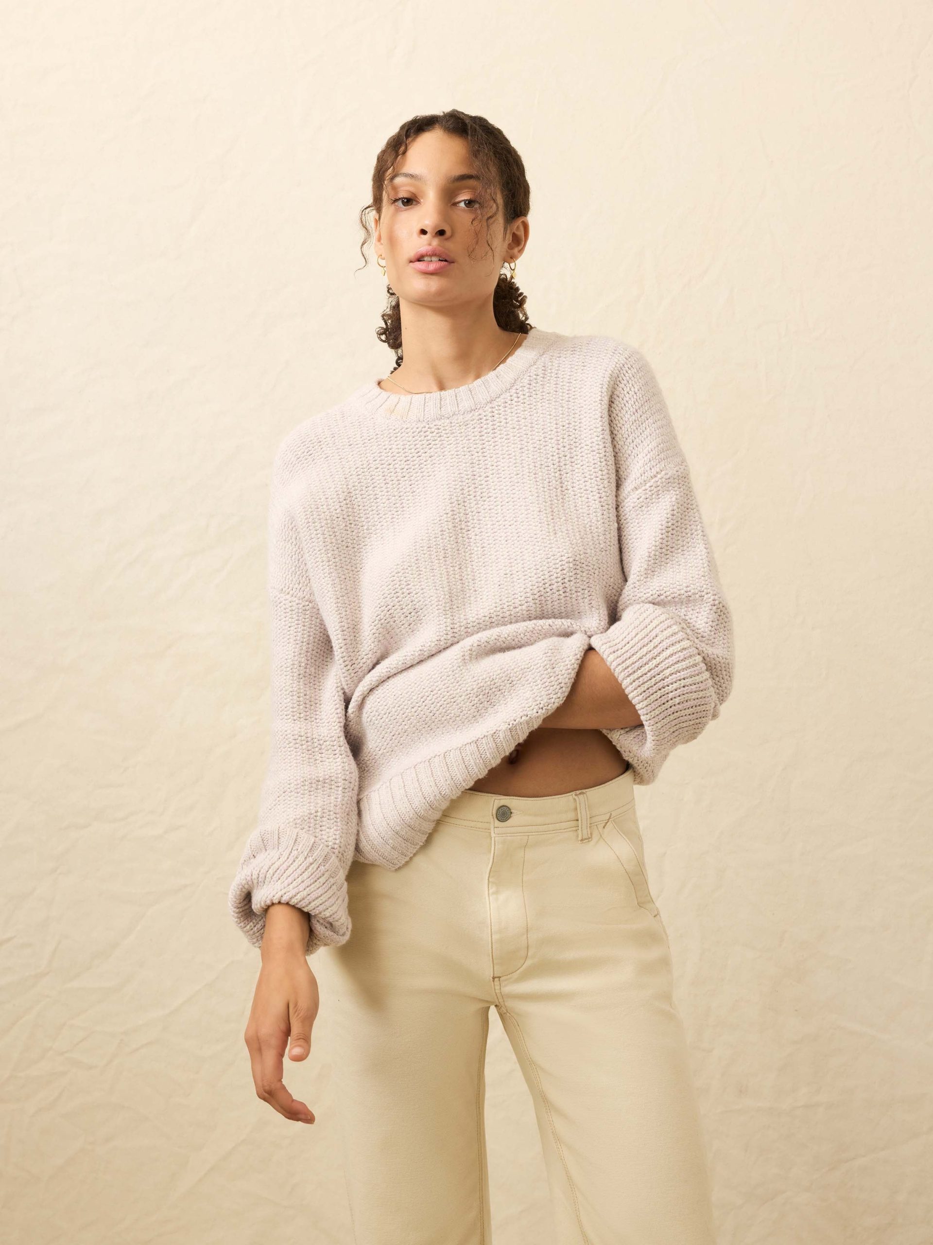 Heirloom Cotton Relaxed Crewneck - Seafog Stripe