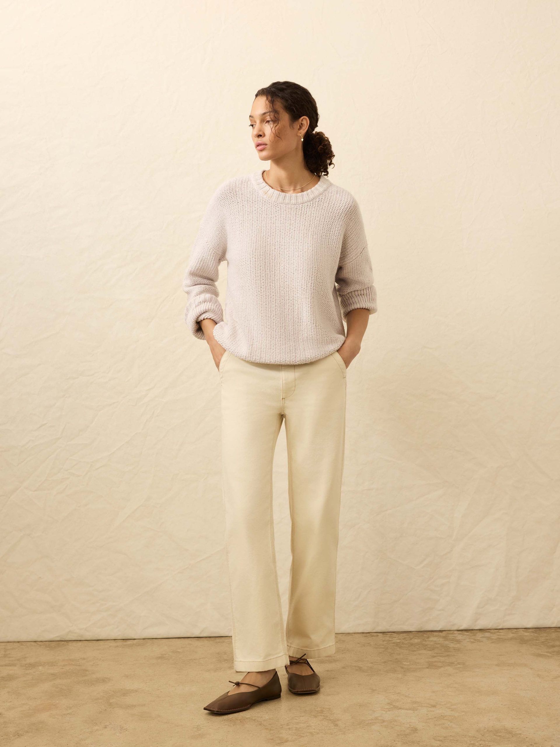 Heirloom Cotton Relaxed Crewneck - Seafog Stripe - Image 3