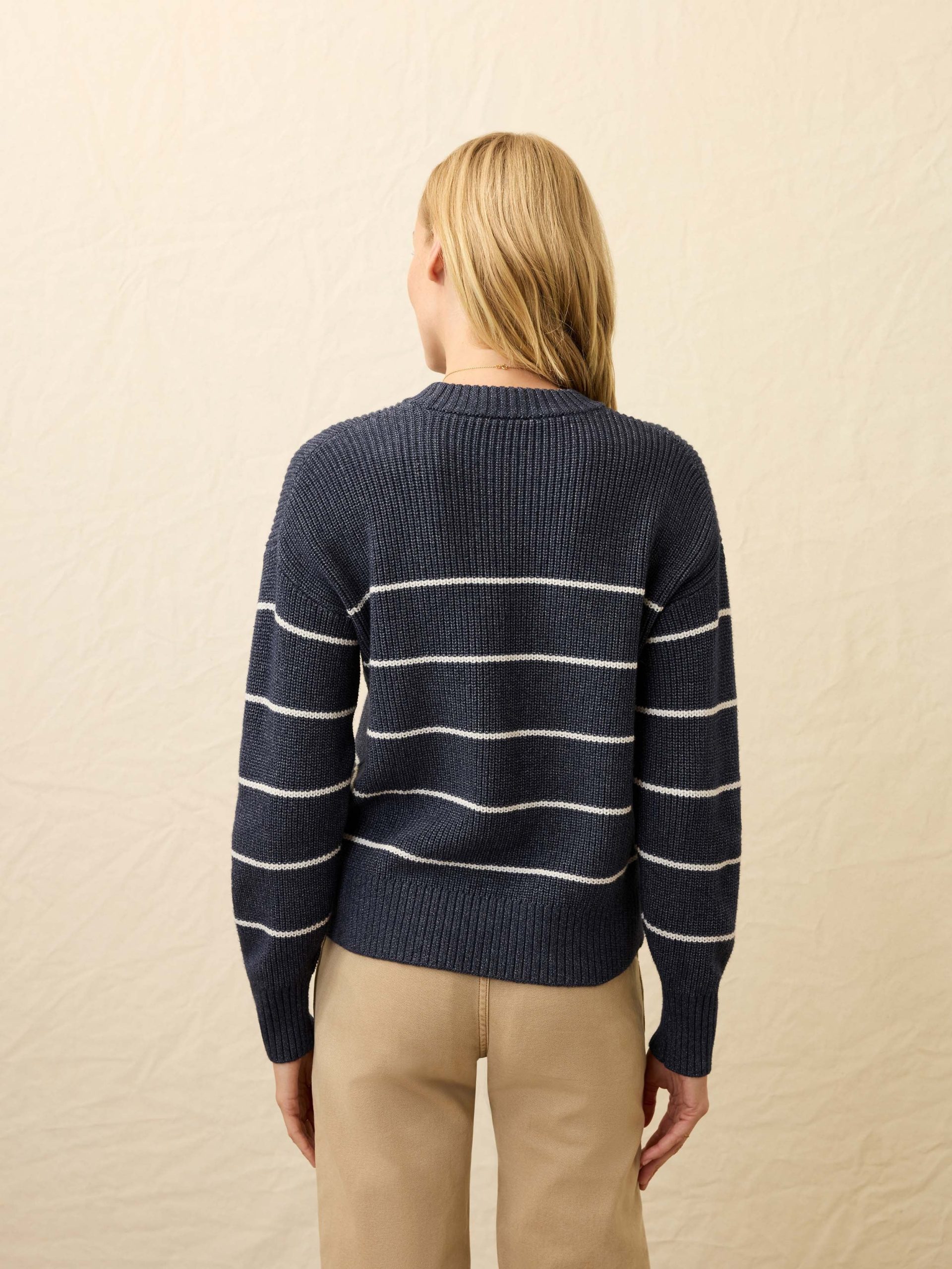 Sunwashed Cotton Fisherman Sweater - Water Mill Stripe - Image 5