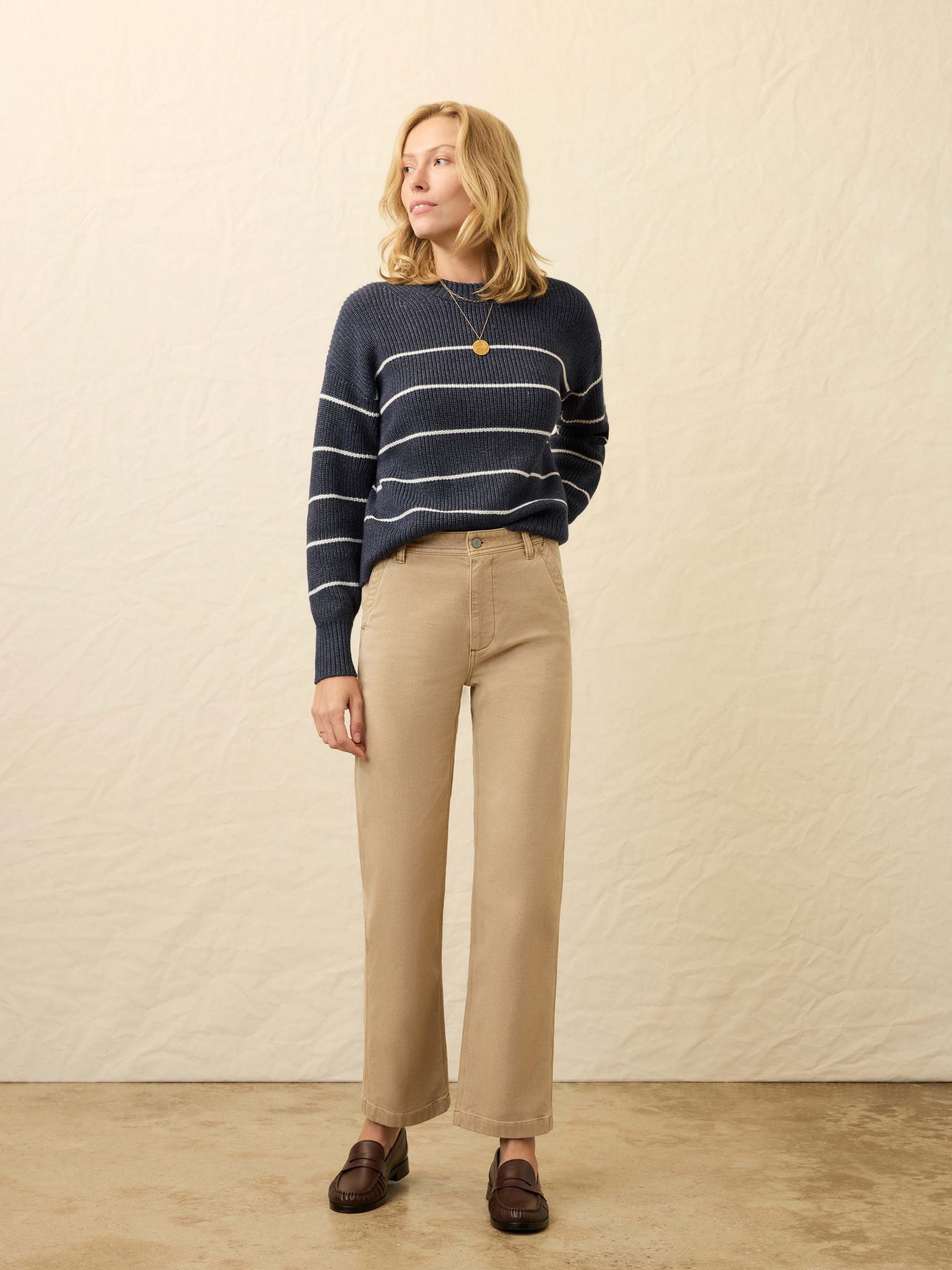 Sunwashed Cotton Fisherman Sweater - Water Mill Stripe - Image 3