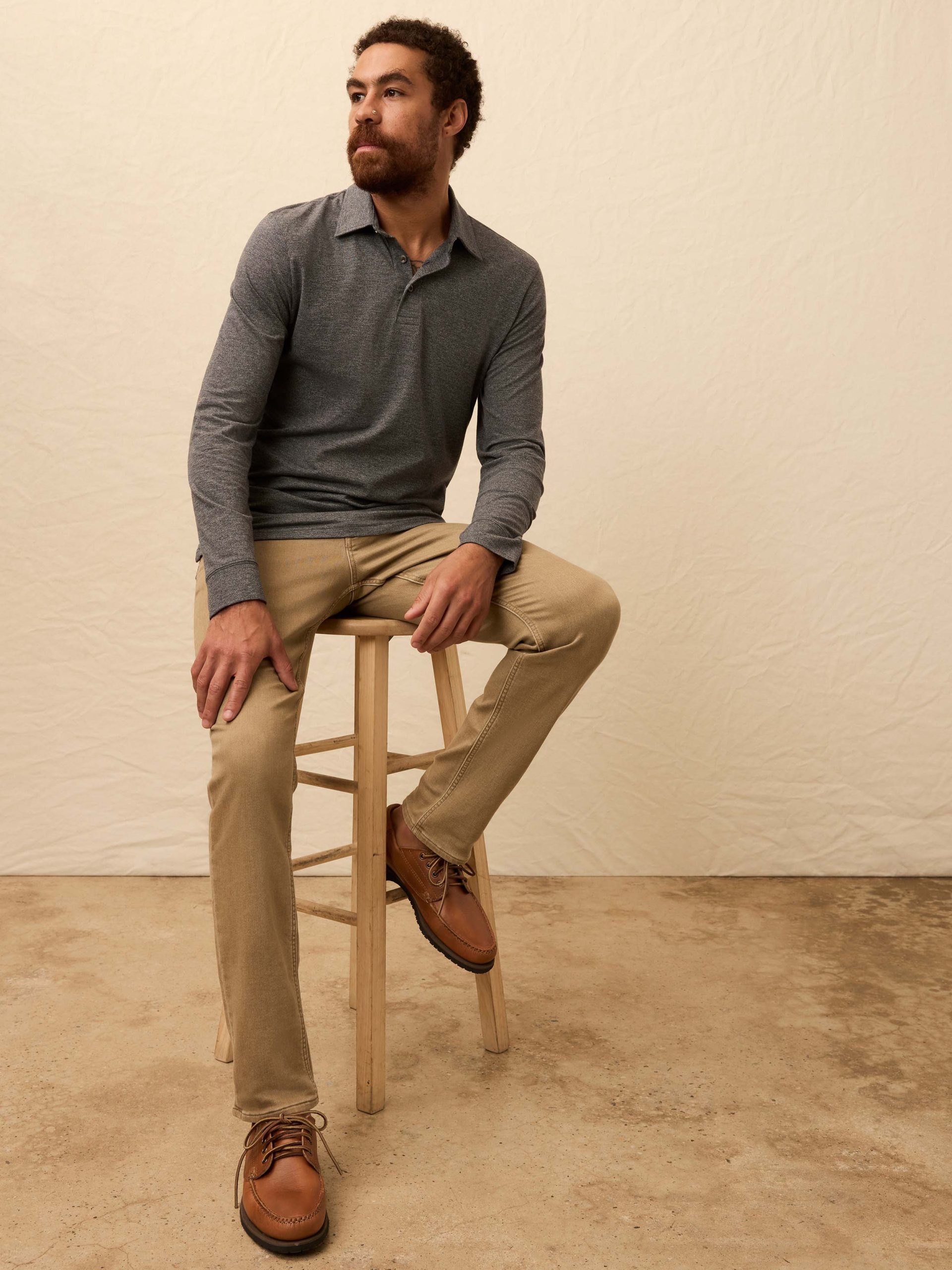 Long-Sleeve Movement? Pique Polo - Dusty Iron Heather - Image 4